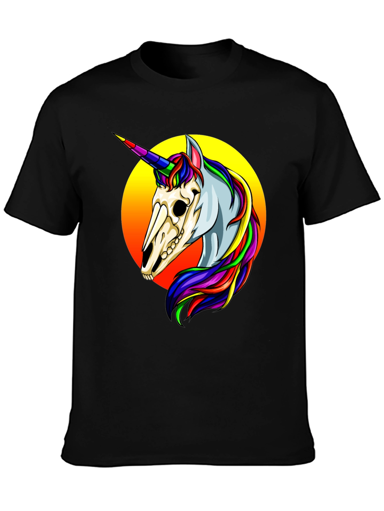 Black Unicorn Skull Graphic Tee - Black view 3