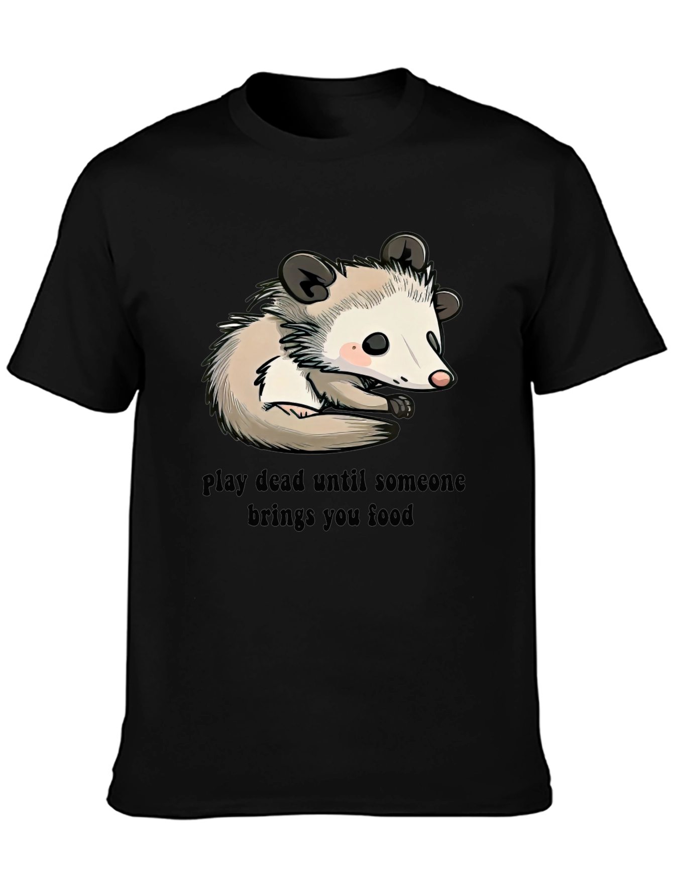 Black Opossum Play Dead Graphic Tee - Funny Animal Shirt view 3