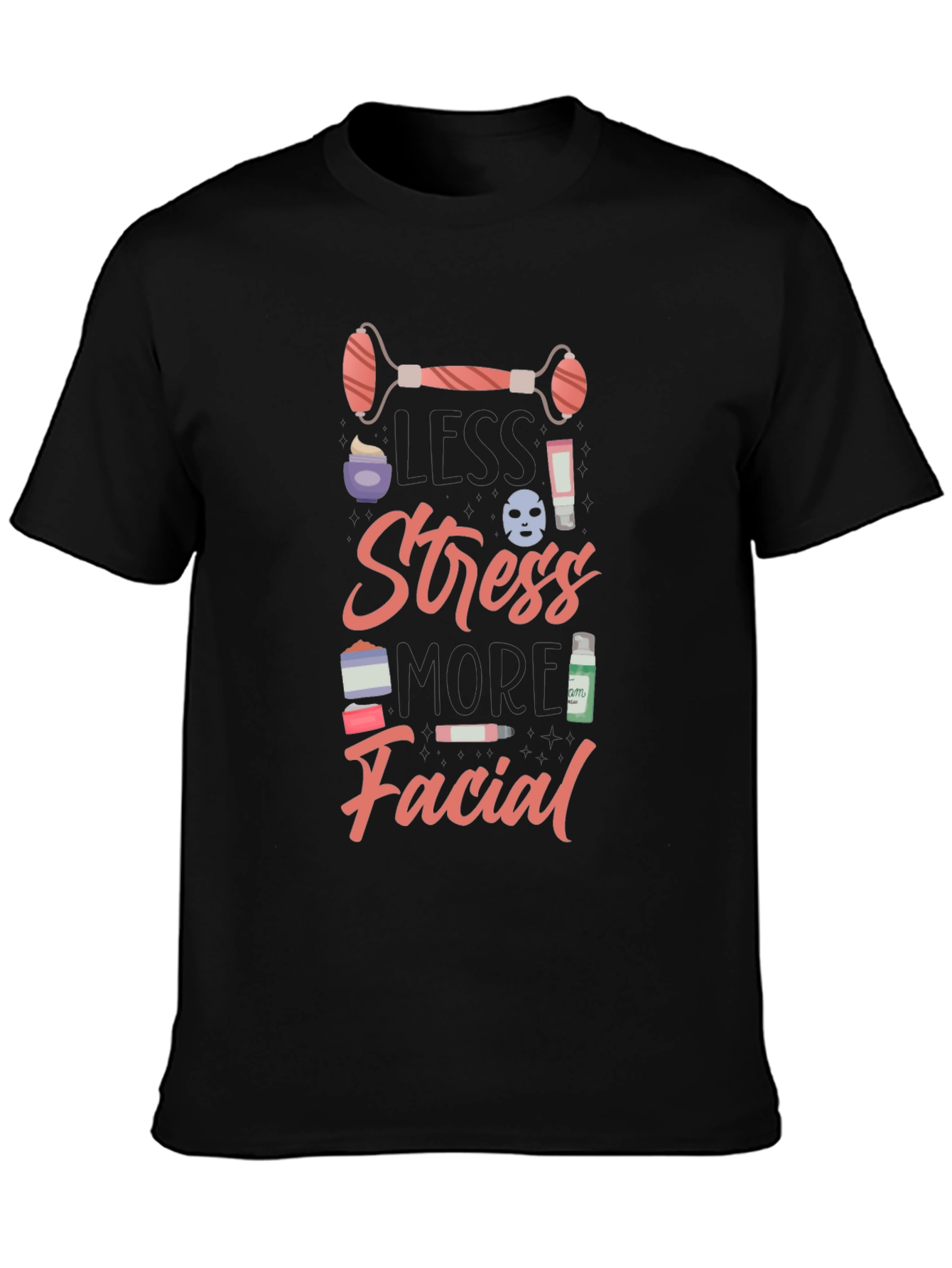 Less Stress More Facial Graphic Tee - Black - 3