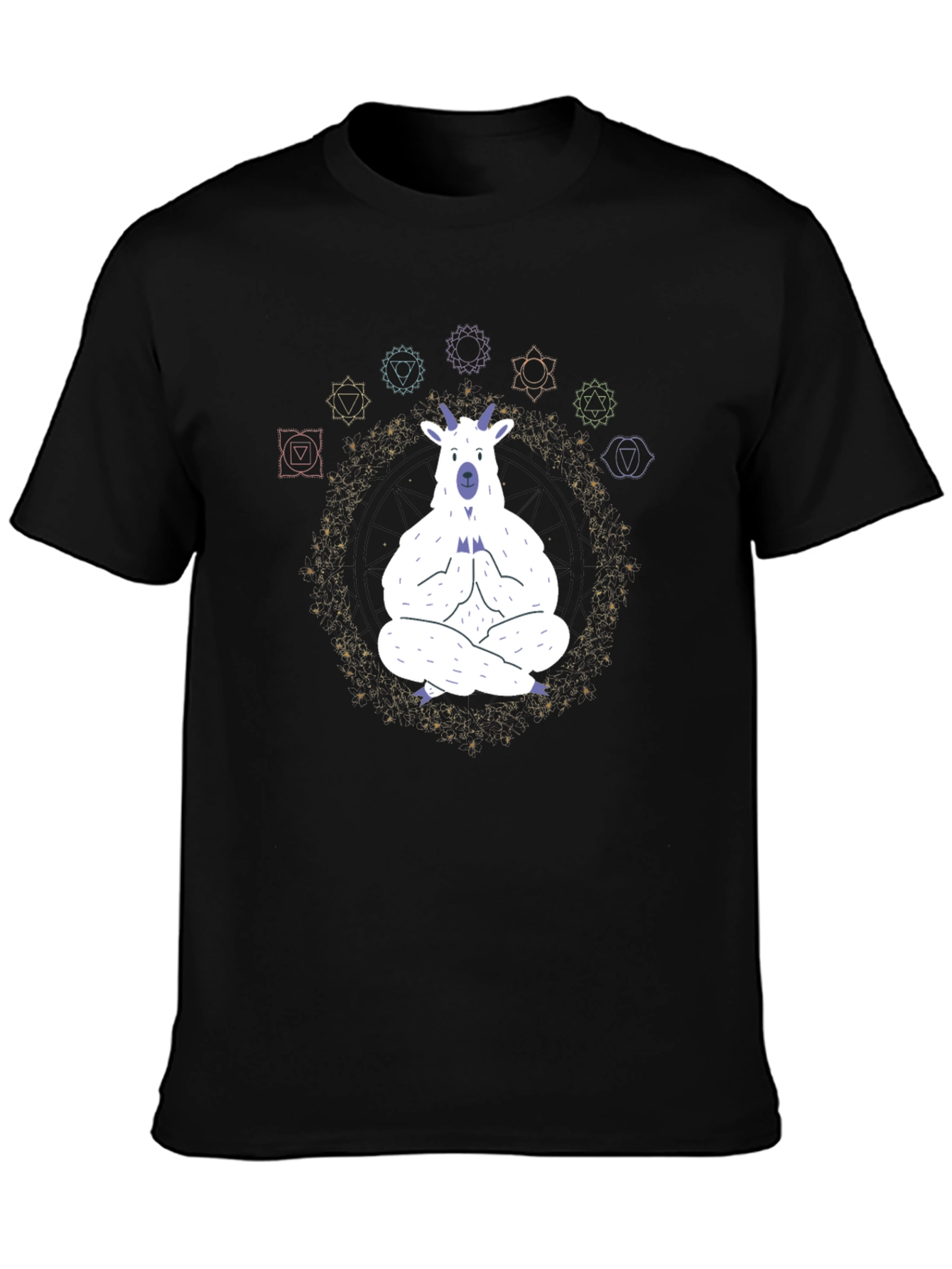 Black Meditating Goat Chakra T-Shirt view 3