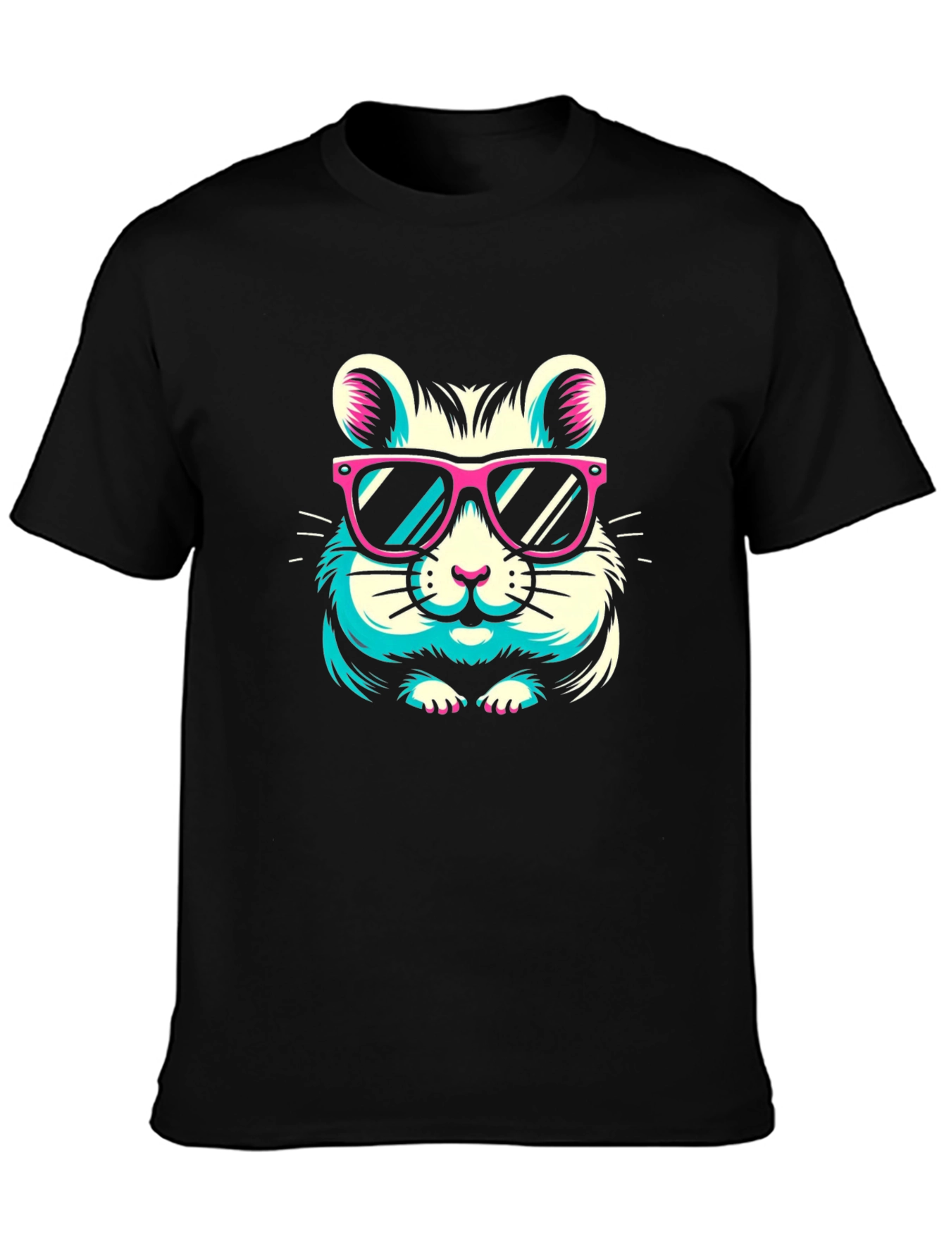 Black Cool Hamster Graphic Tee - Black view 3