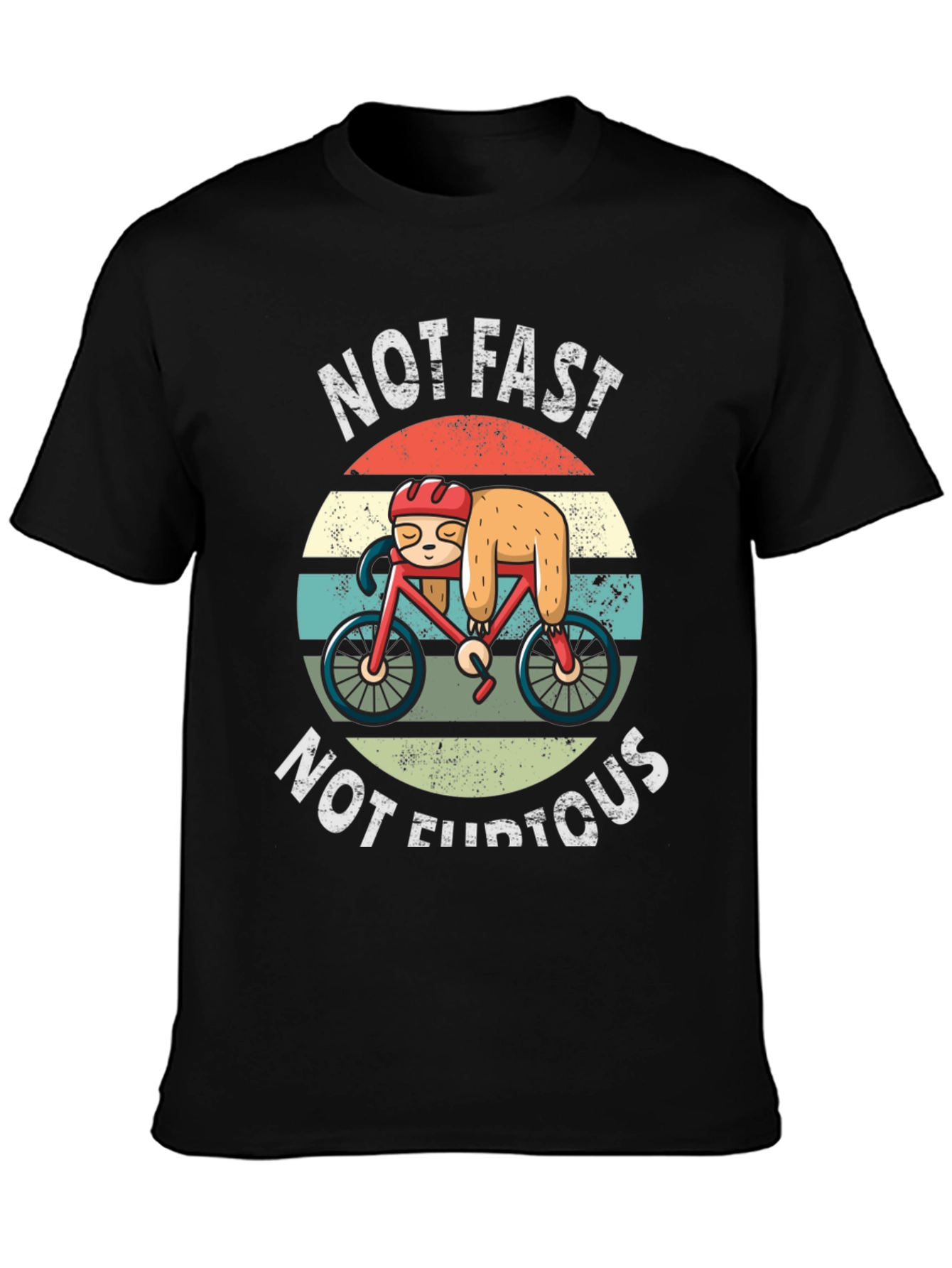 Black Not Fast Not Furious Sloth Biker T-Shirt view 3