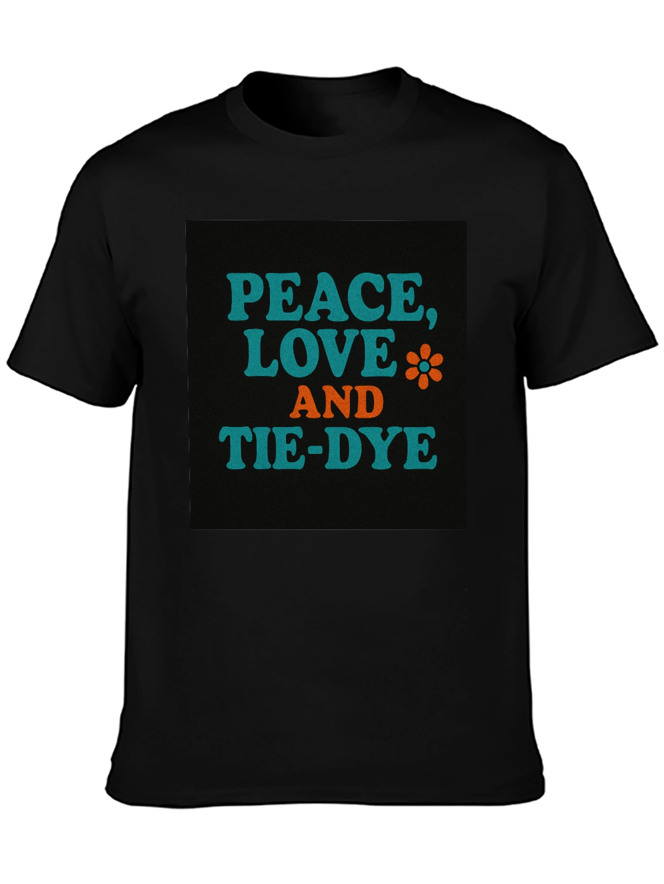 Black Peace, Love, and Tie-Dye Graphic T-Shirt view 3