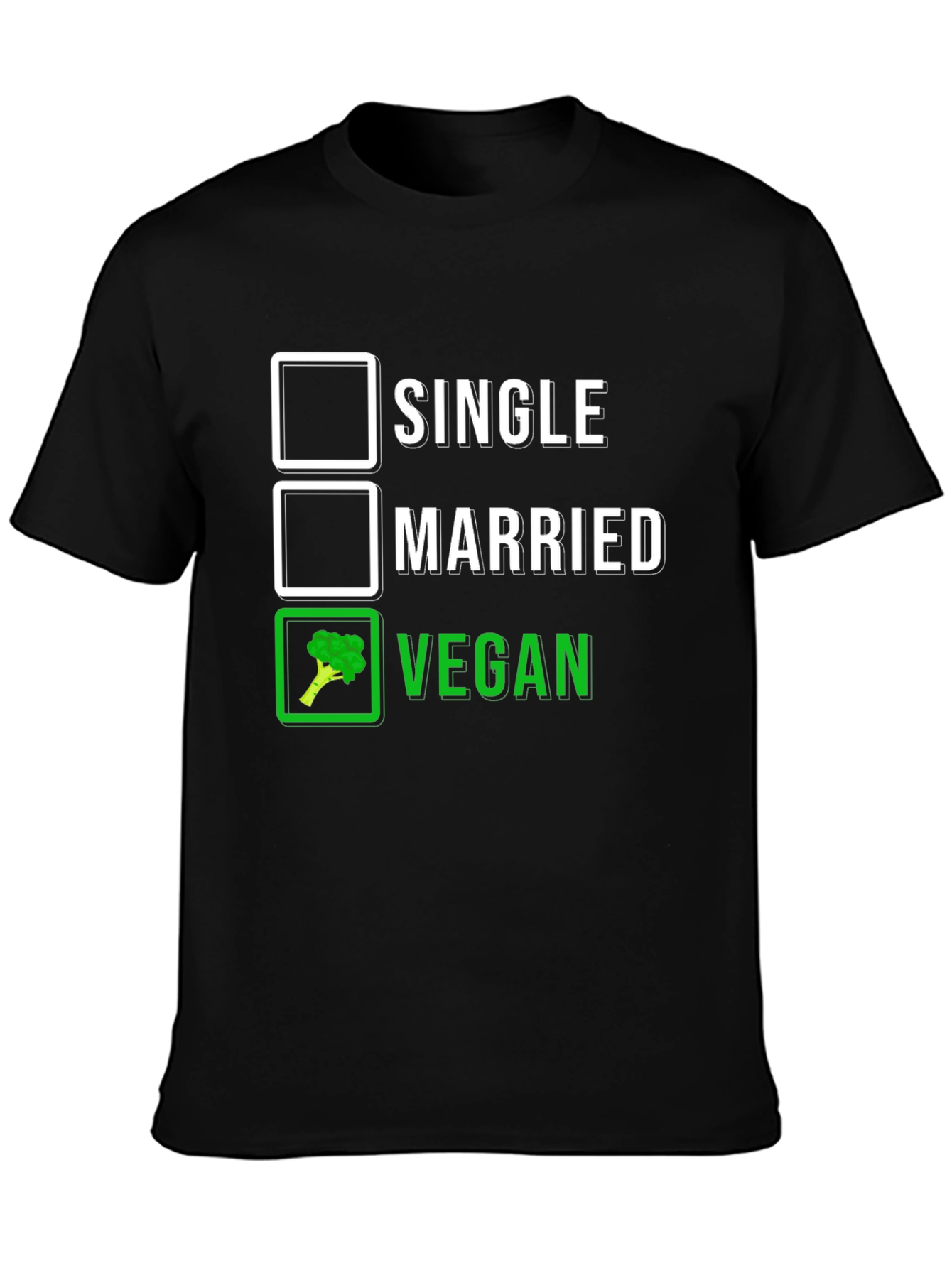 Black Vegan Lifestyle T-Shirt: Single, Married, Vegan Choice view 3