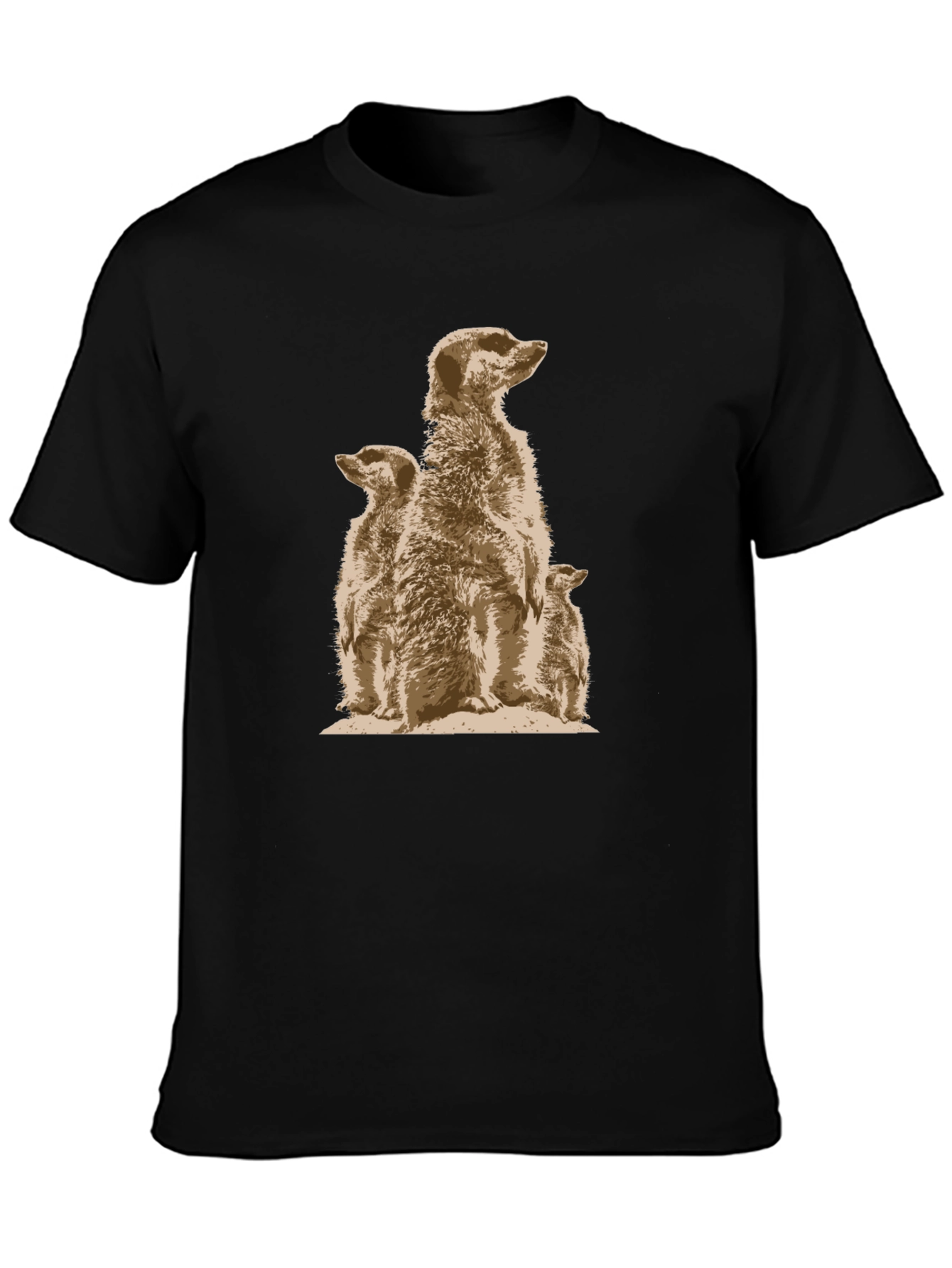 Black Meerkat Family Graphic Tee - Unique Animal Design view 3