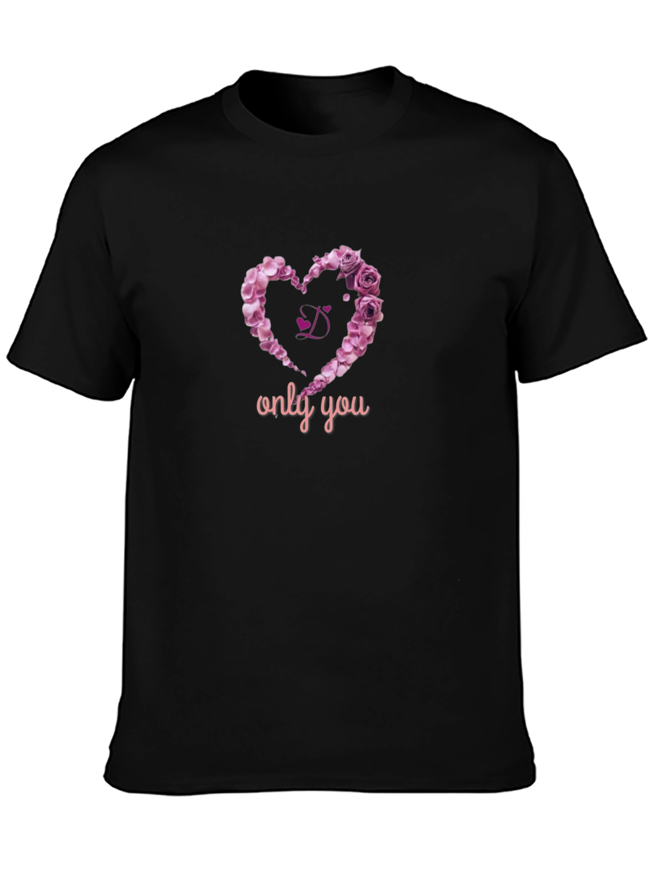 Black Rose Heart T-Shirt - Only You Design view 3