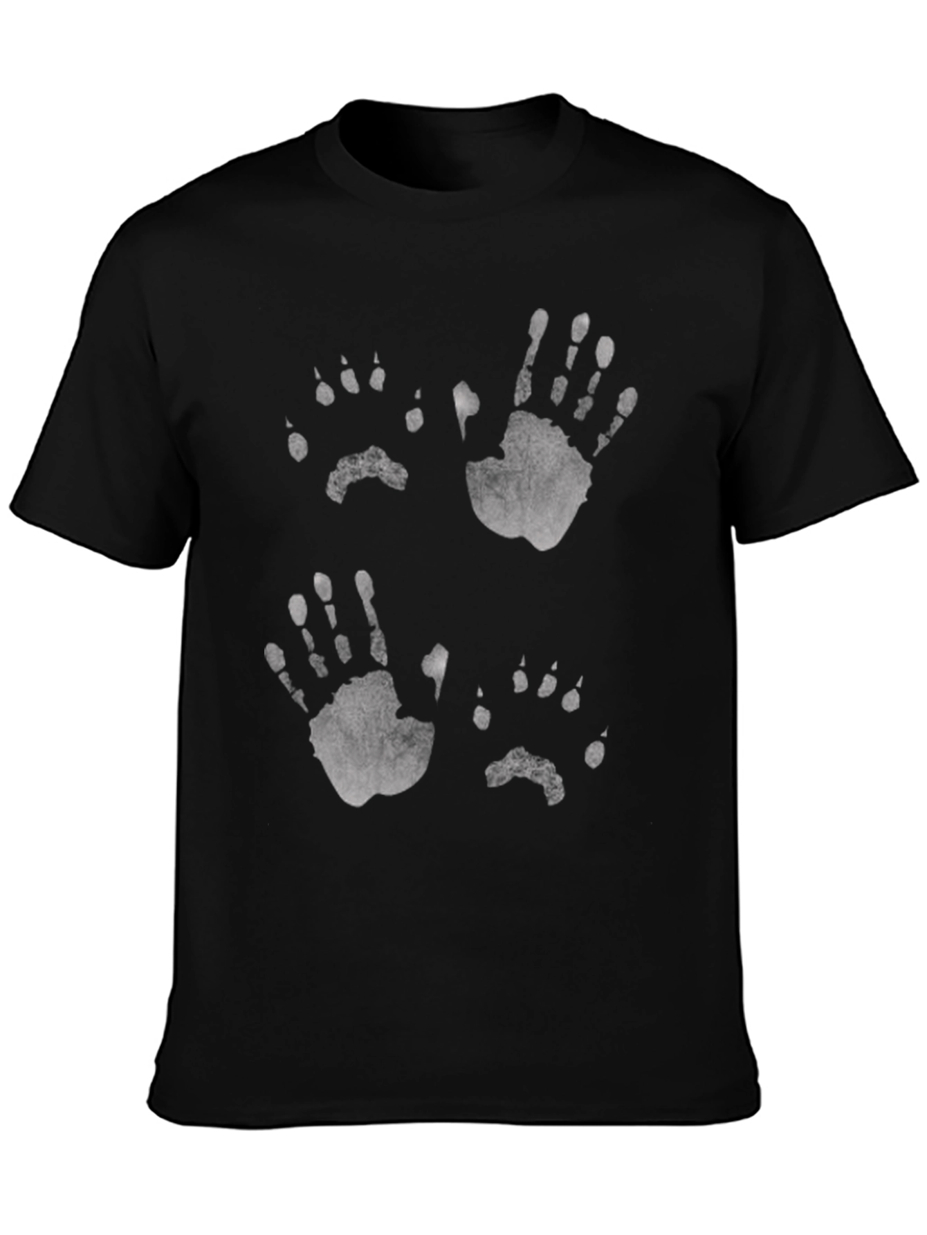 Black Black T-Shirt with Hand & Paw Prints view 3