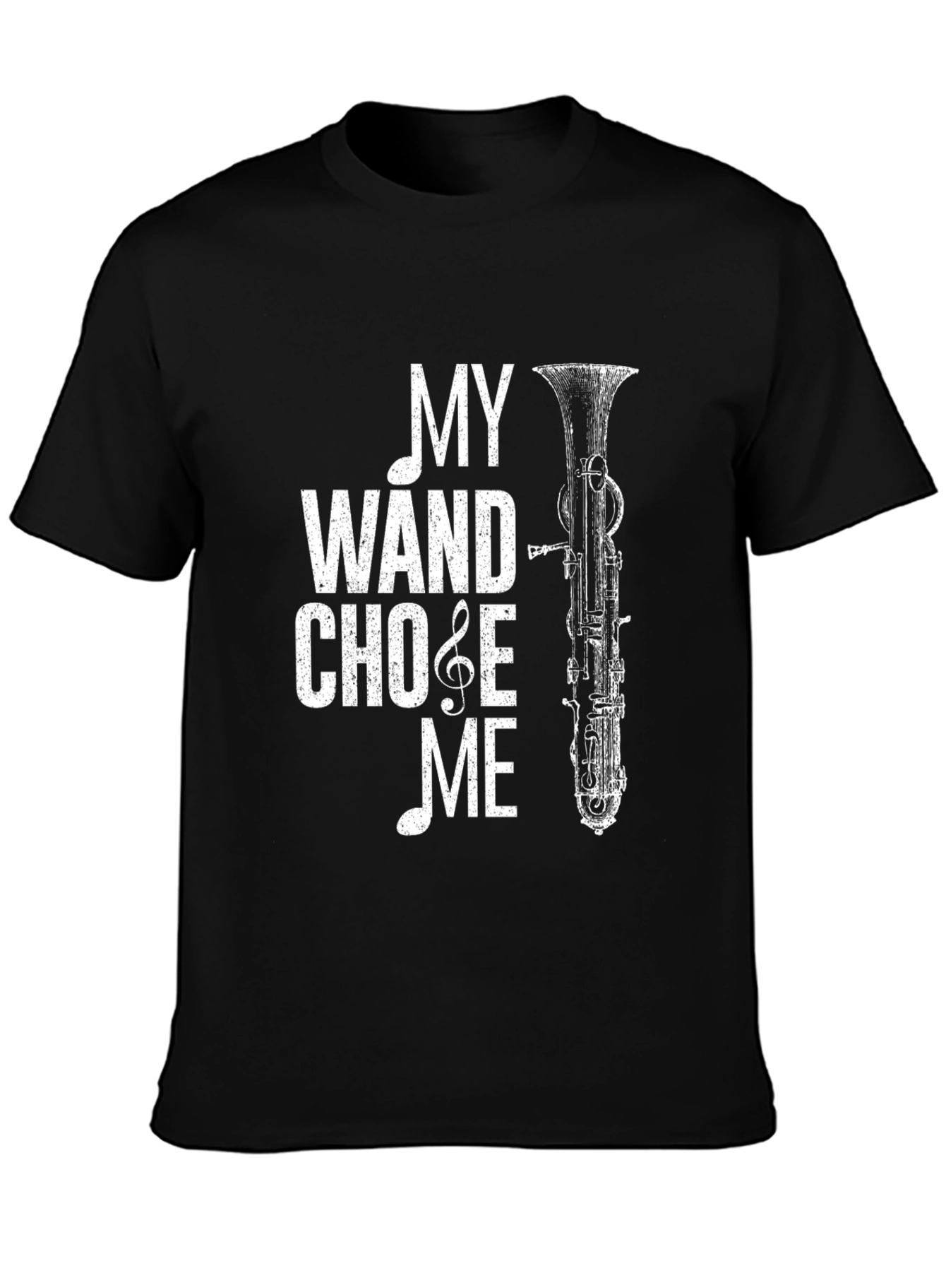 Black Bassoon Wand T-Shirt - Music Lover Tee view 3