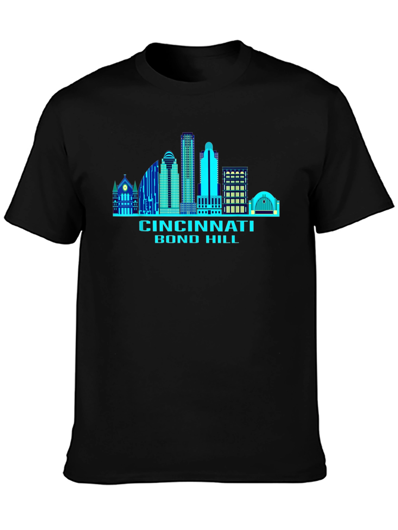 Black Cincinnati Skyline T-Shirt - Bond Hill view 3