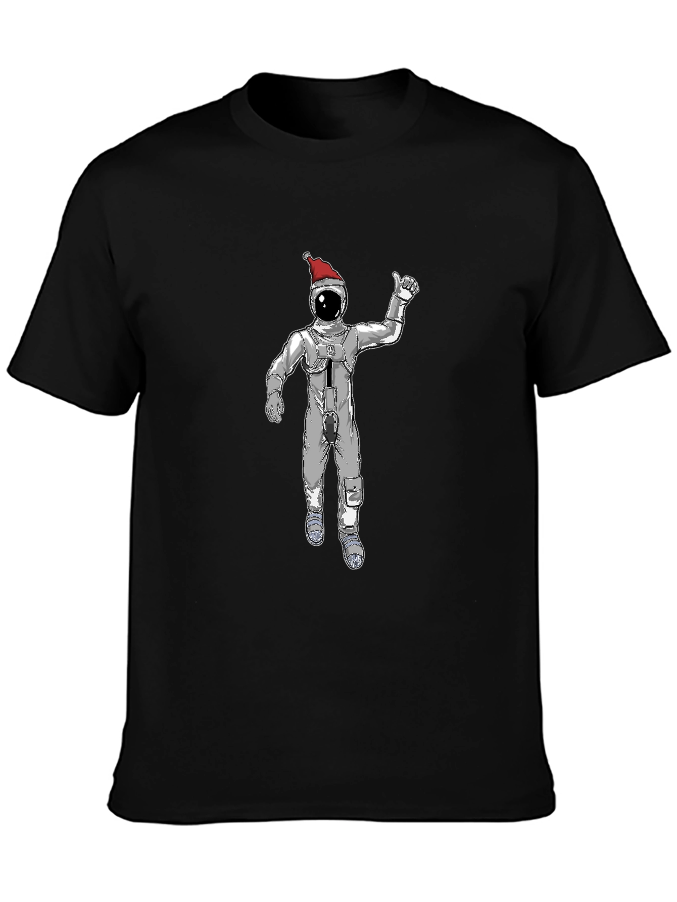 Black Christmas Spaceman Graphic Tee - Black view 3