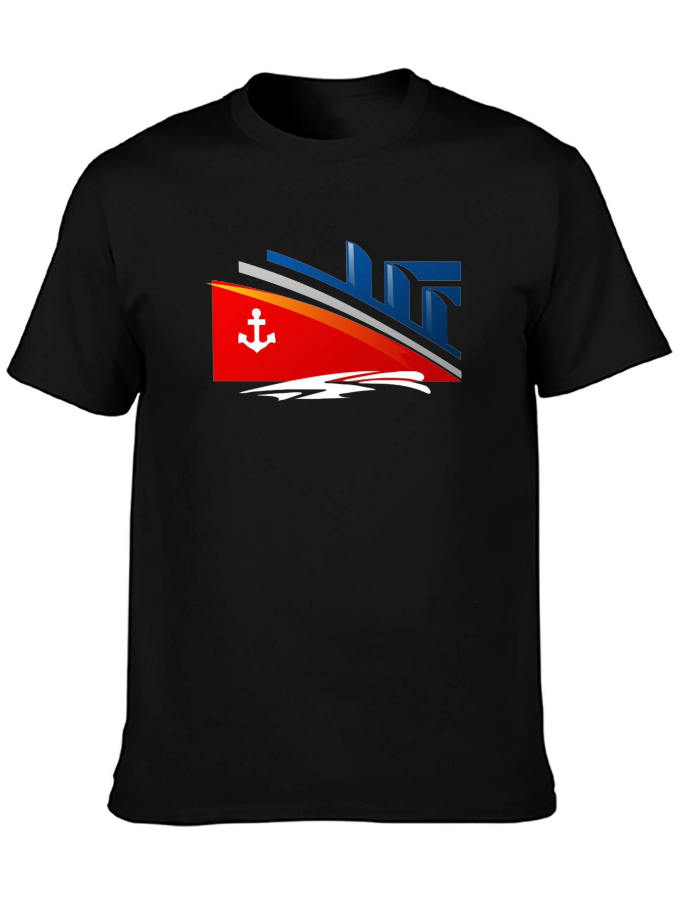 Black Nautical Cruise T-Shirt - Anchor Design view 3