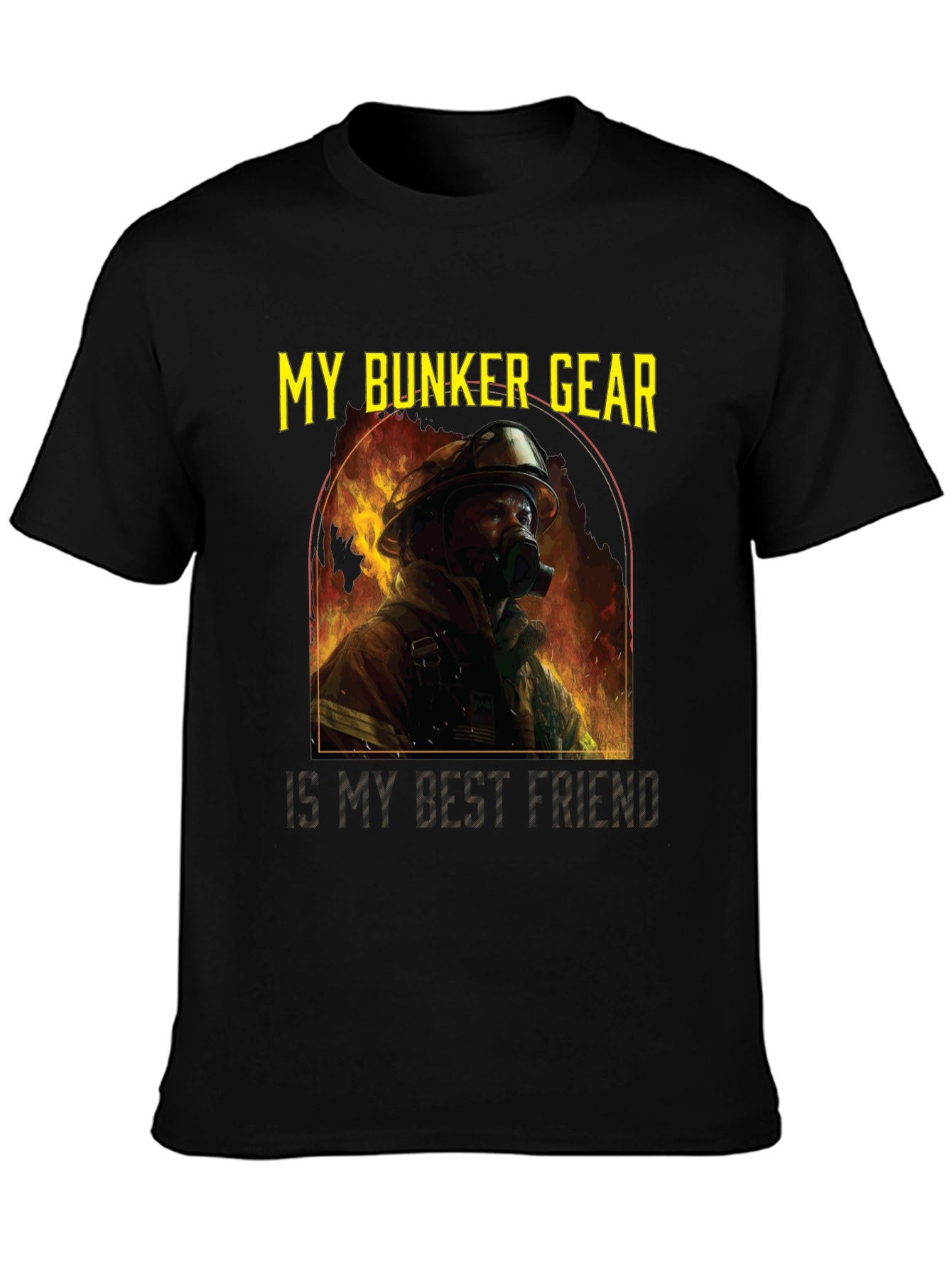 Black Firefighter Bunker Gear T-Shirt view 3