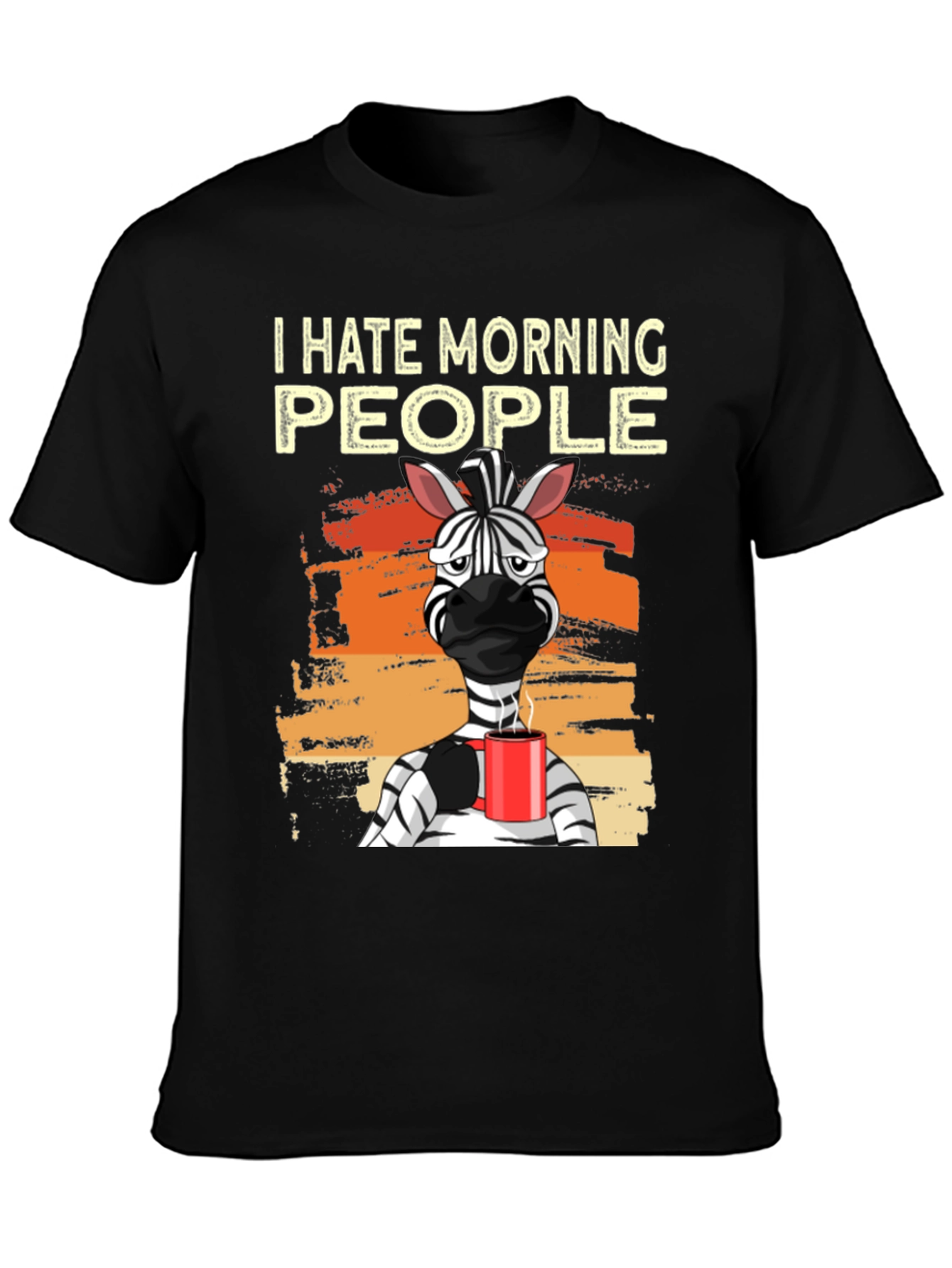 Black I Hate Morning People Zebra Graphic Tee view 3