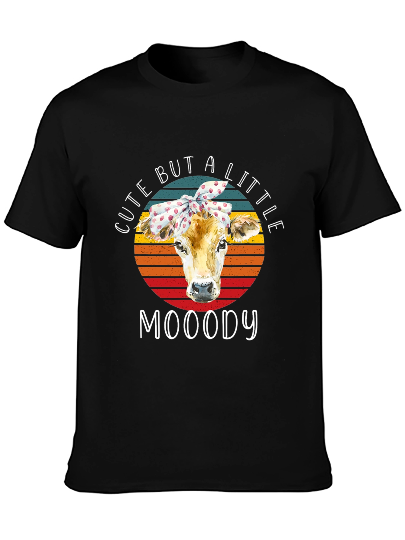 Black Cute But A Little Mooody Cow Graphic Tee view 3