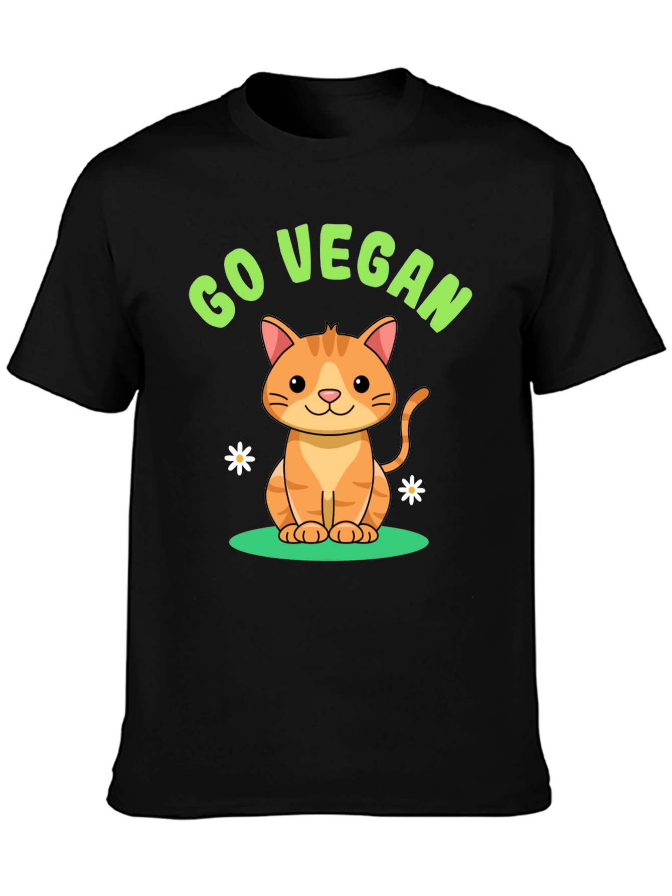 Black Go Vegan Cat T-Shirt view 3