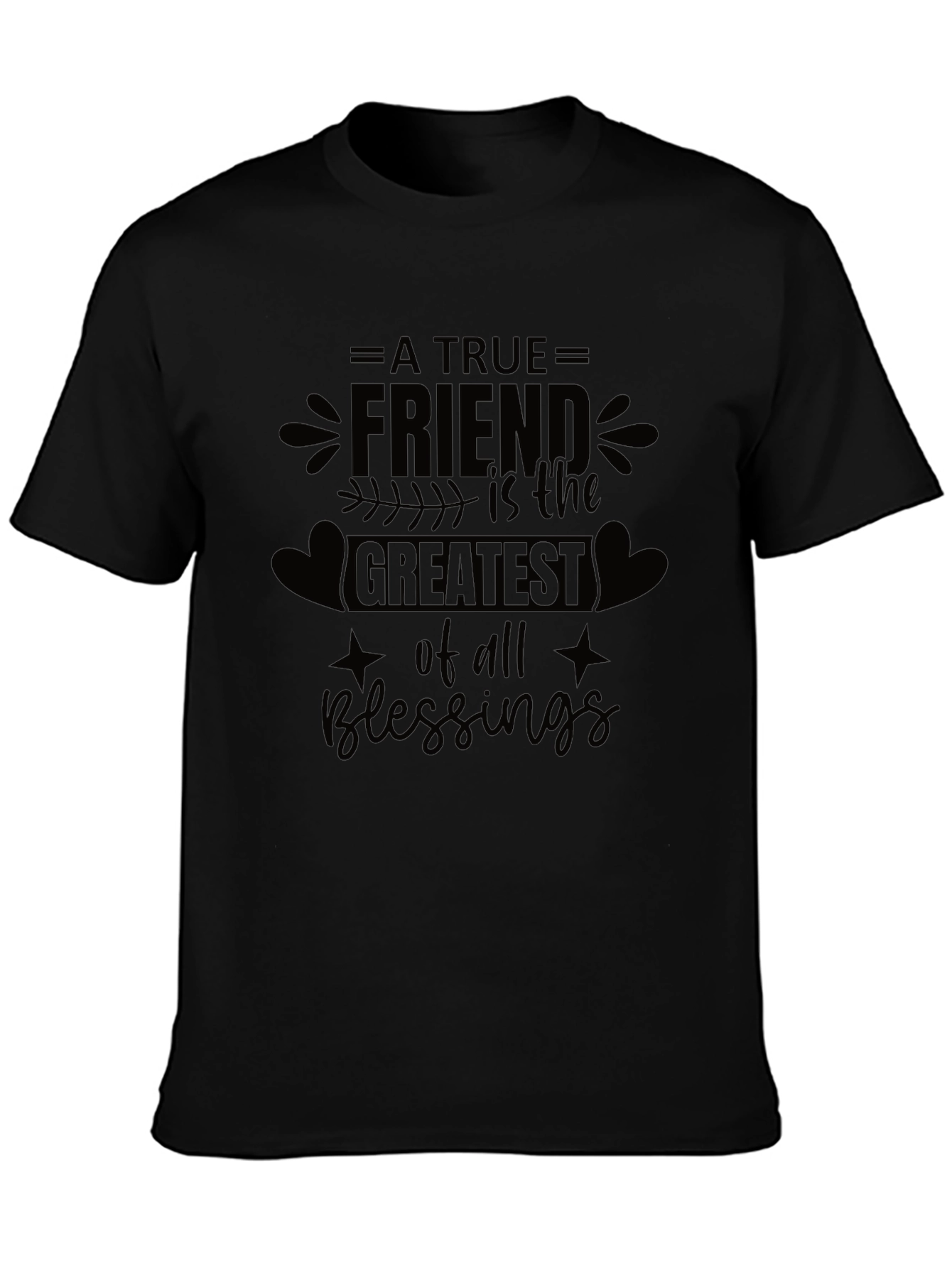 Black A True Friend Blessings Graphic Tee - Black view 3
