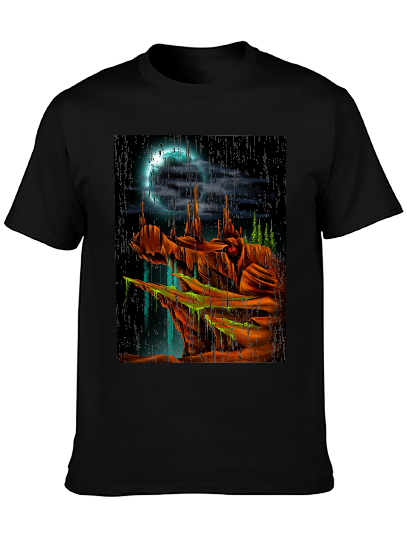 Black Mystic Landscape Graphic T-Shirt - Black view 3