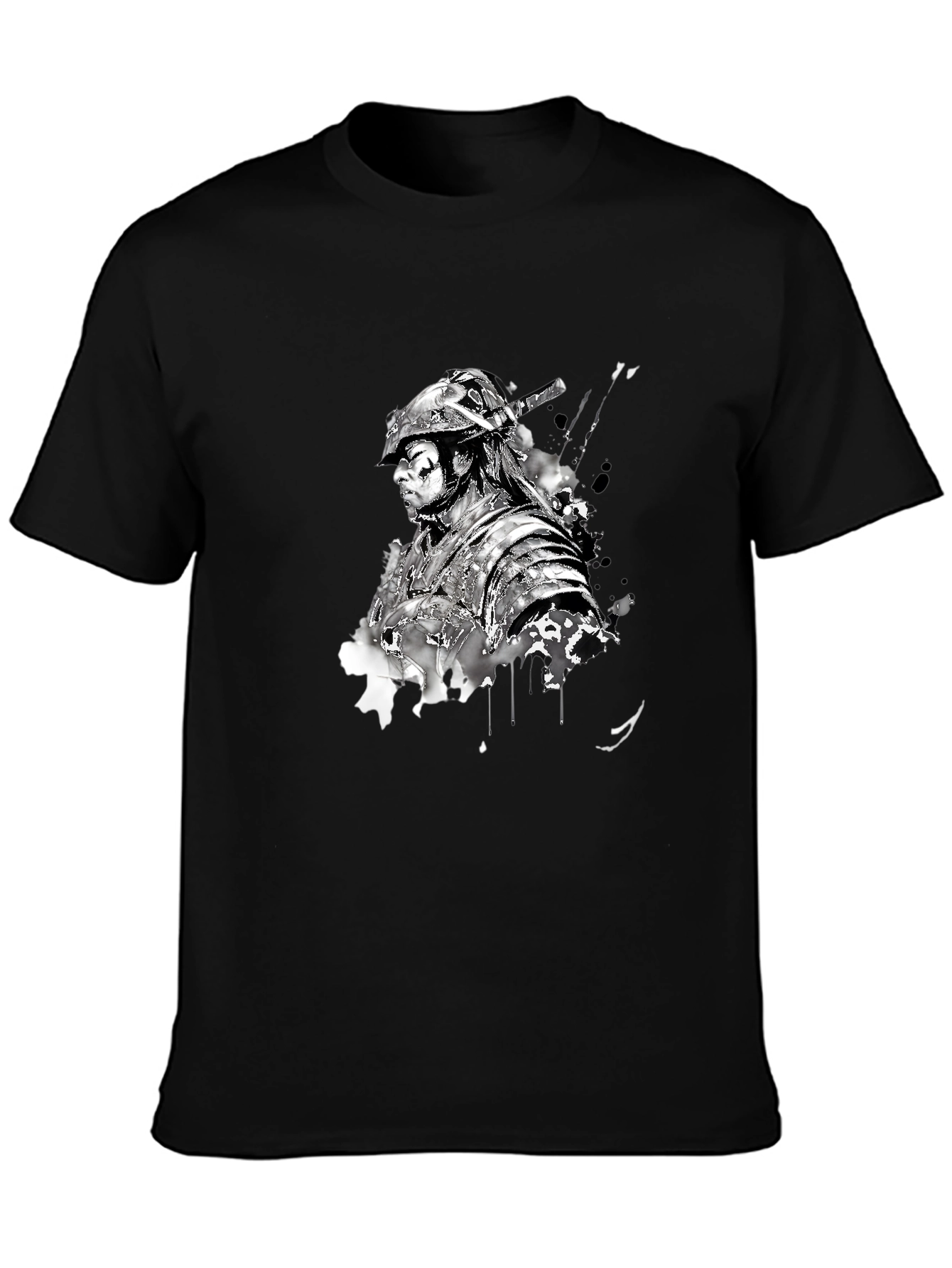Black Samurai Graphic Print Black T-Shirt view 3
