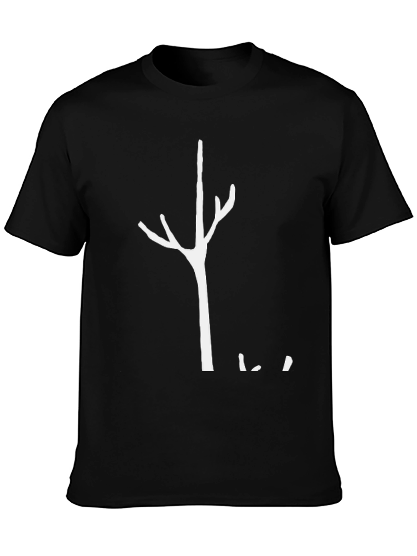 Black Symbolic White Tree Graphic Black T-Shirt view 3