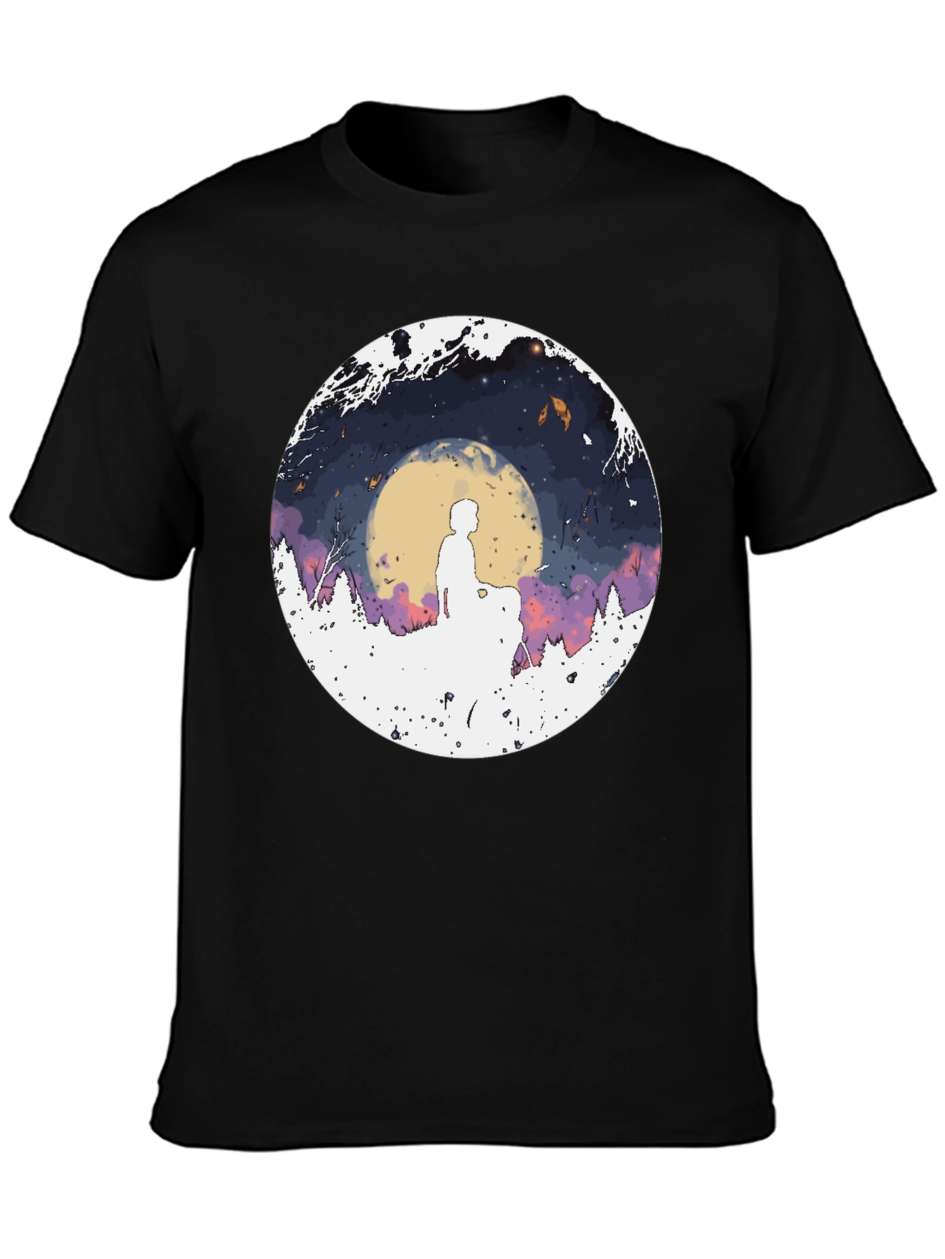 Black Silhouette Moon Graphic Men's Tee view 3