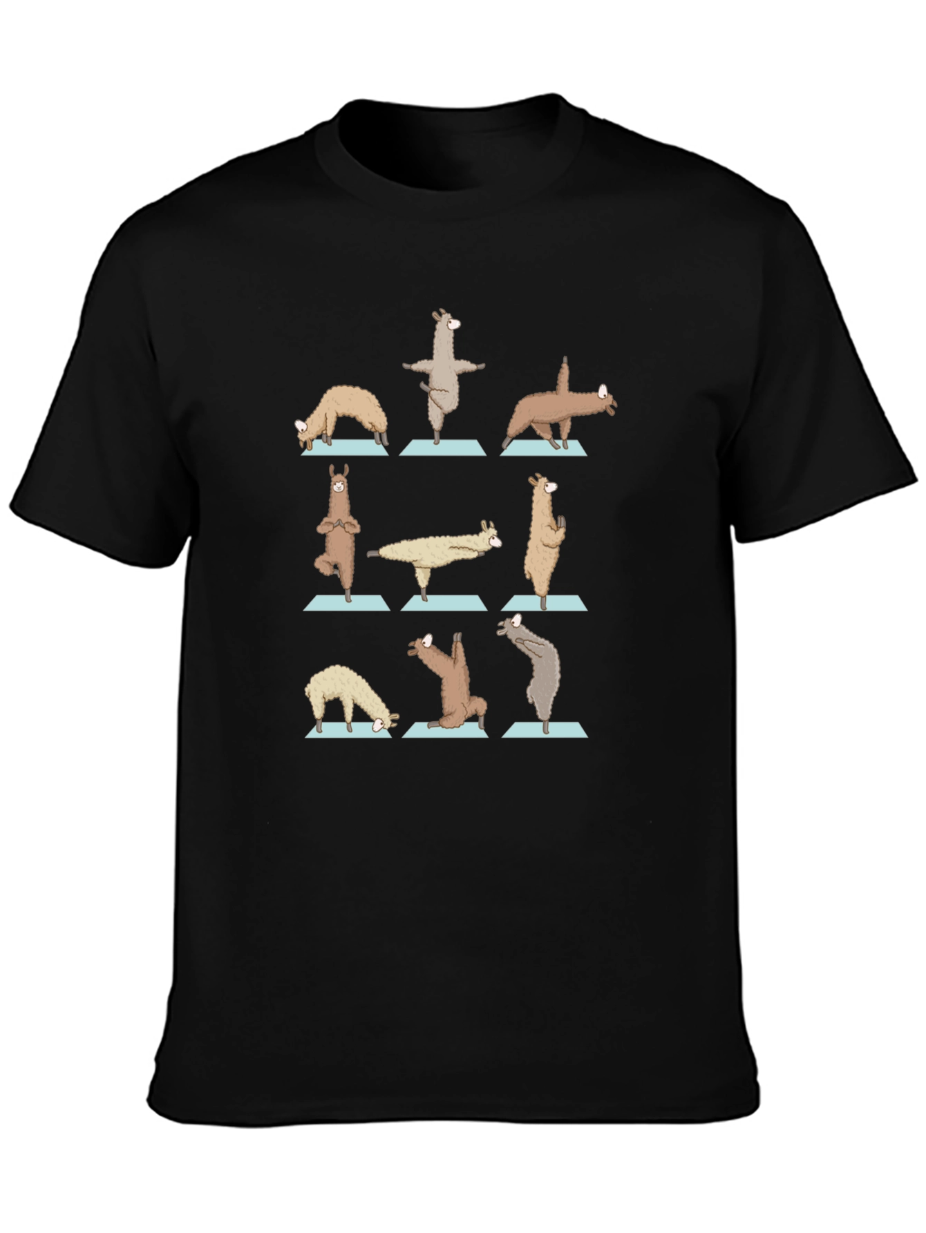 Black Yoga Llama Graphic Tee - Cotton Blend Shirt view 3