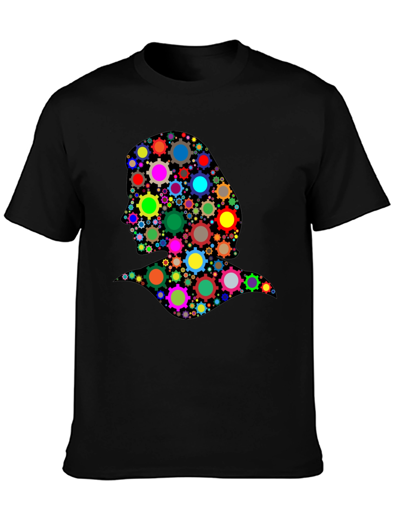 Black Abstract Woman T-Shirt - Colorful Gear Design view 3