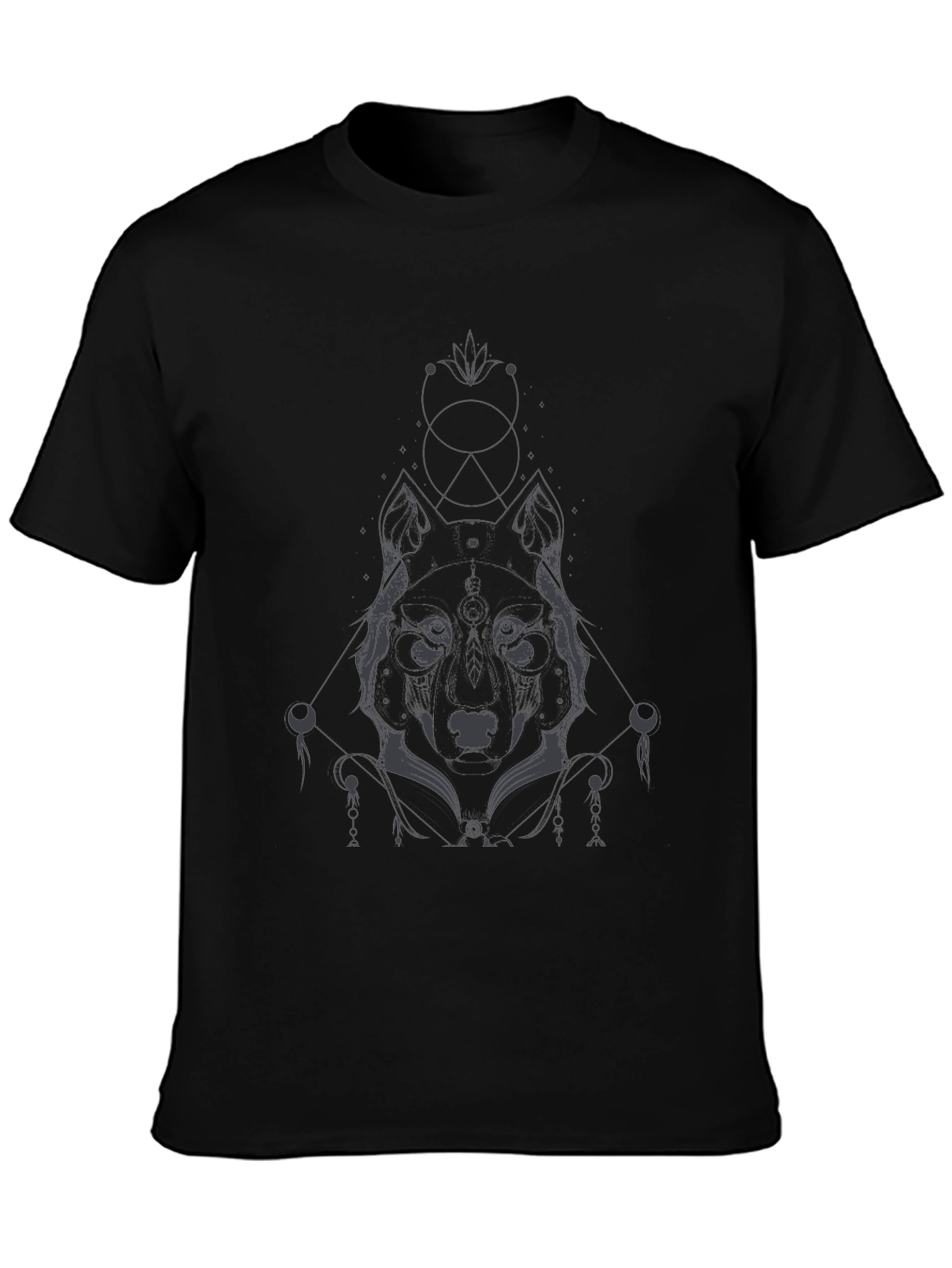 Black Men's Black Wolf Graphic Tee - Modern & Stylish view 3