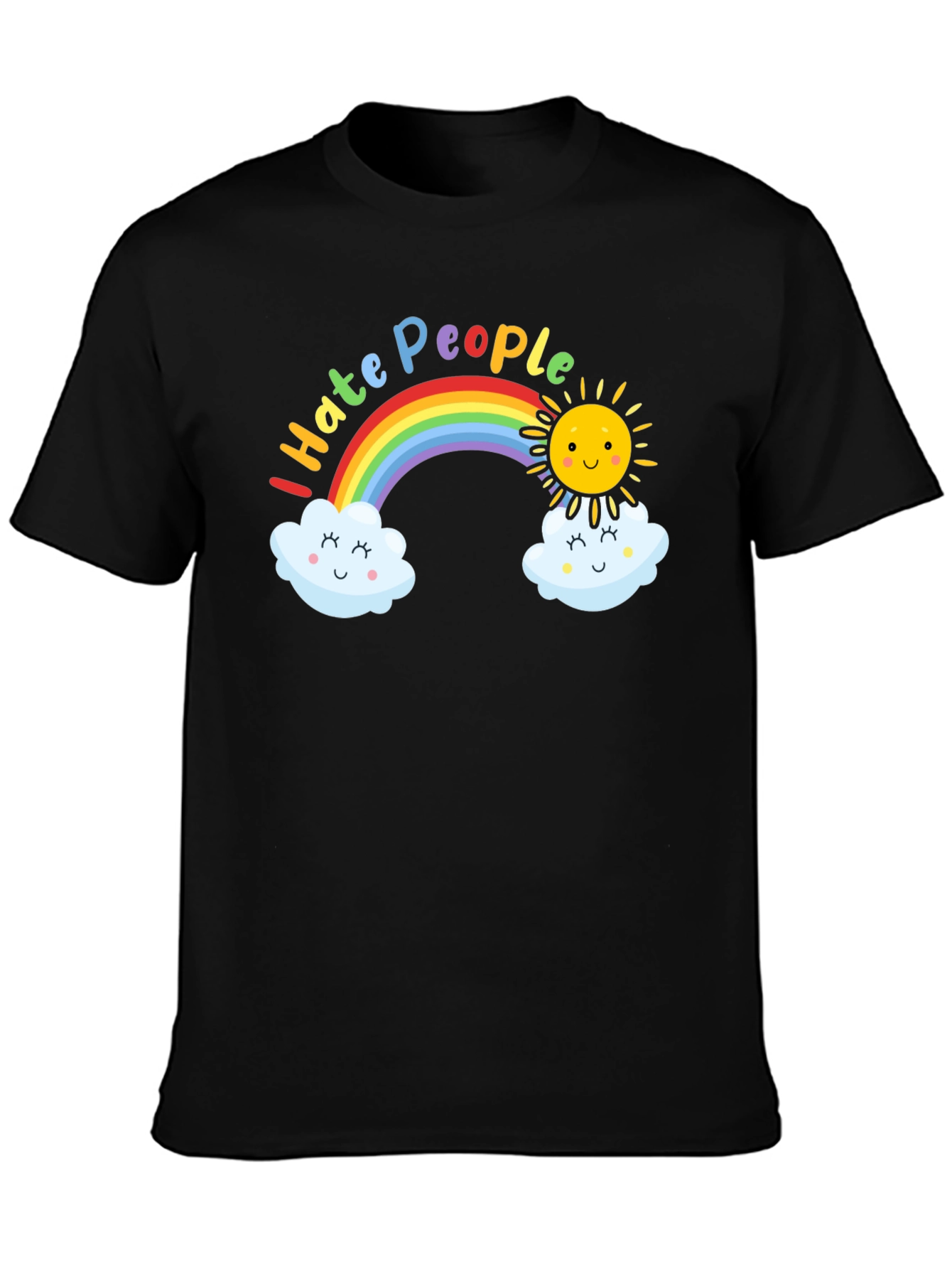 Black I Hate People Rainbow Graphic T-Shirt view 3