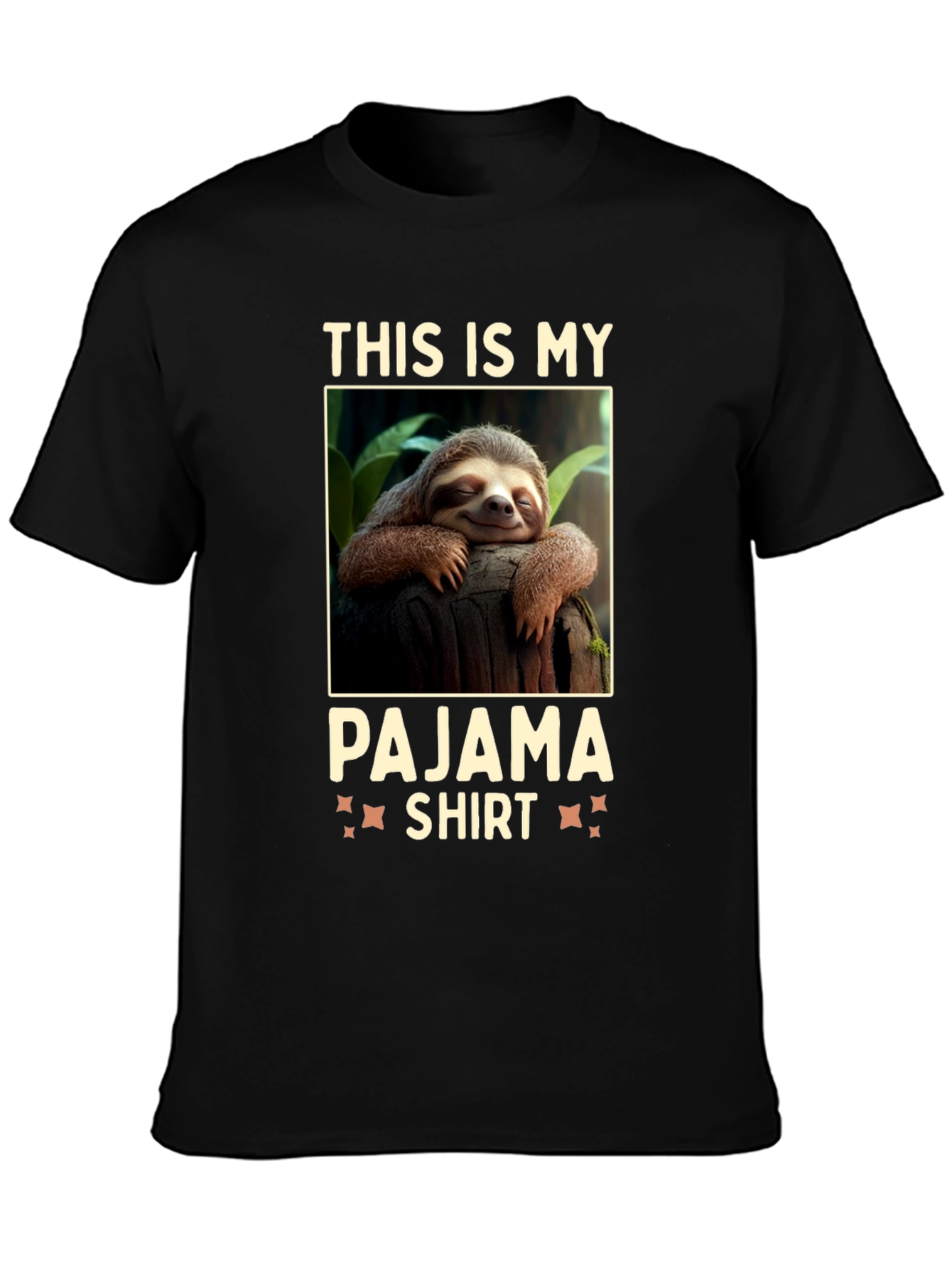 Black Sloth Pajama T-Shirt - Funny Sleep Tee view 3