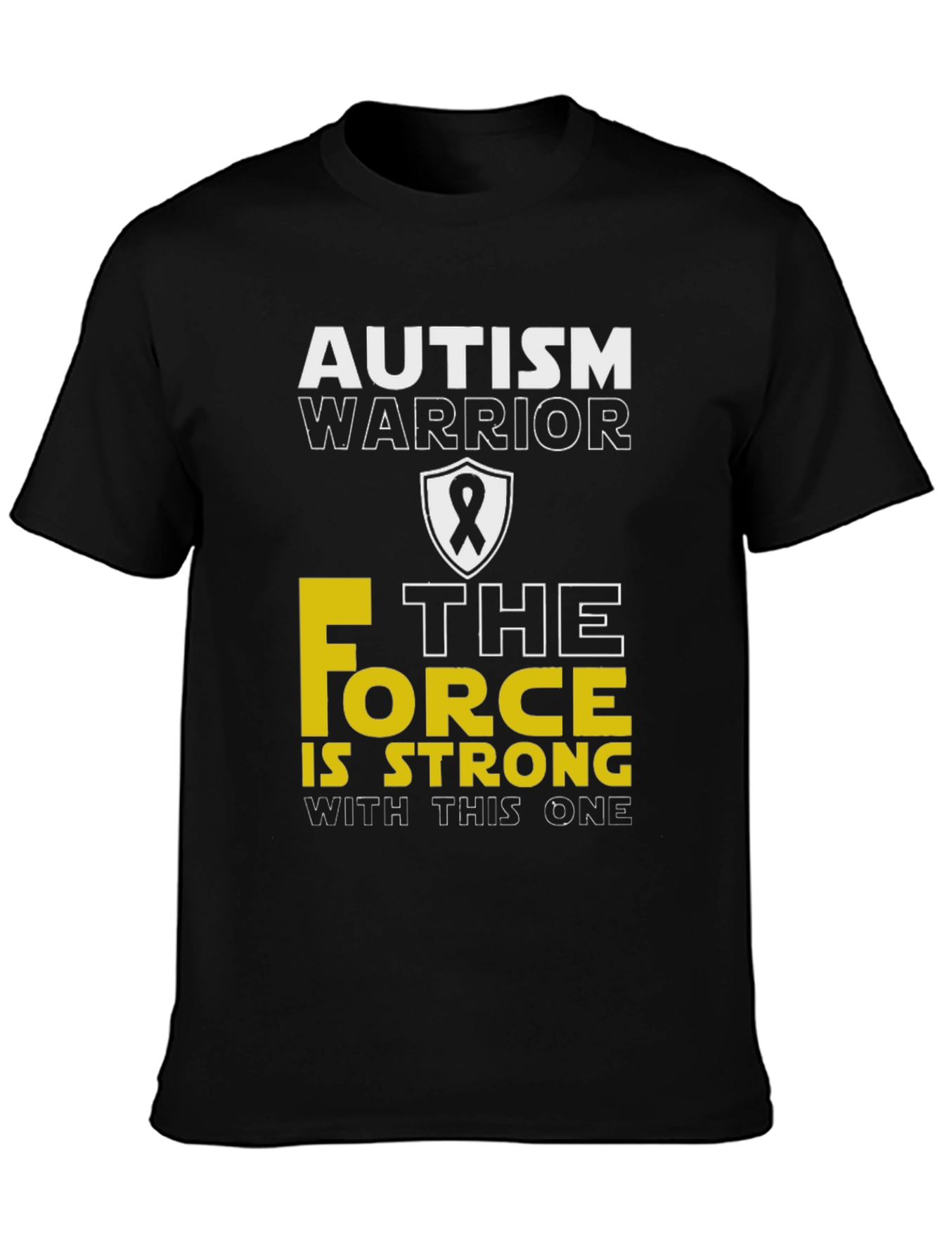 Black Autism Warrior "Force is Strong" T-Shirt view 3