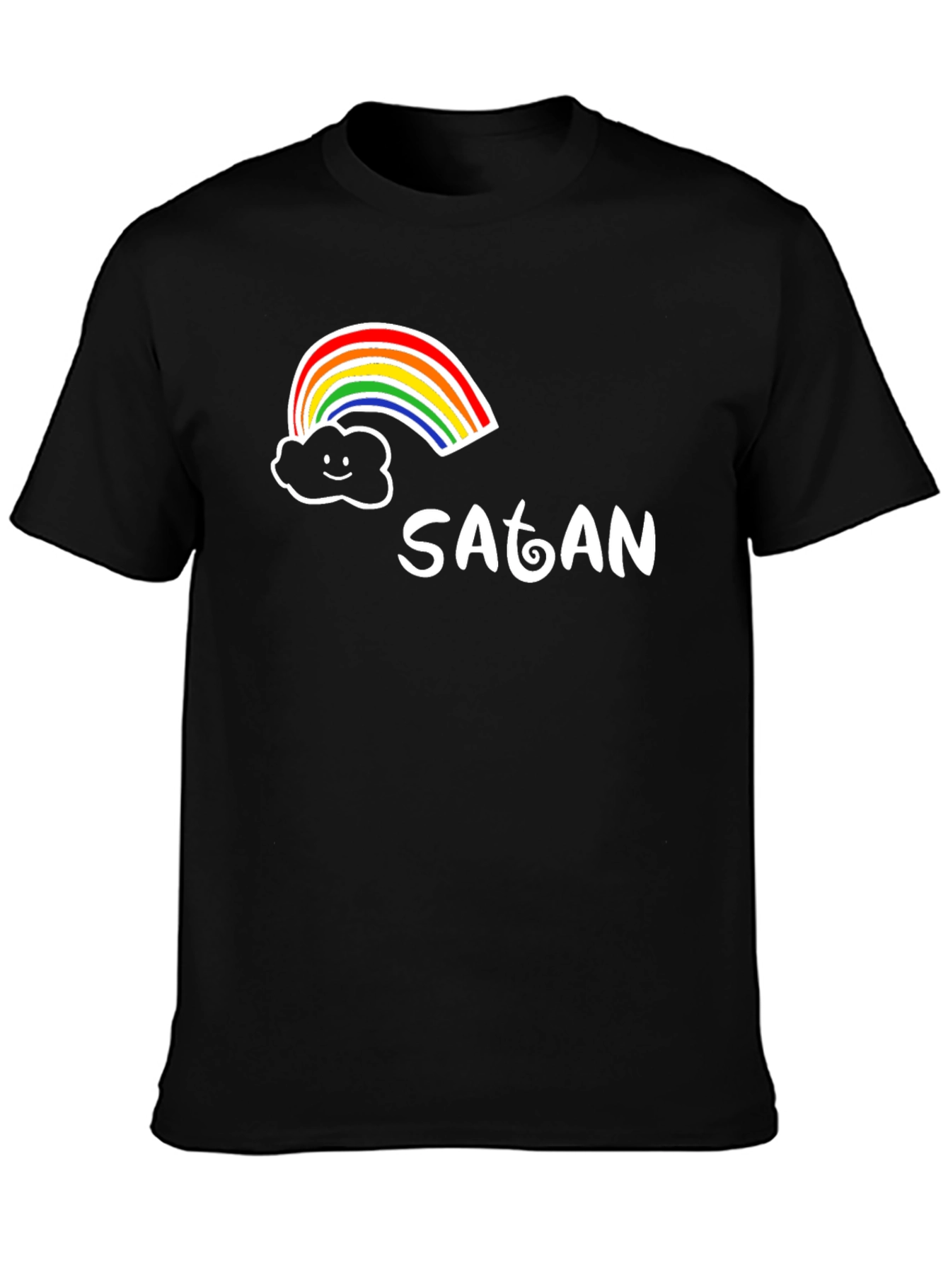 Black Rainbow Satan Graphic Tee - Quirky Humor T-Shirt view 3