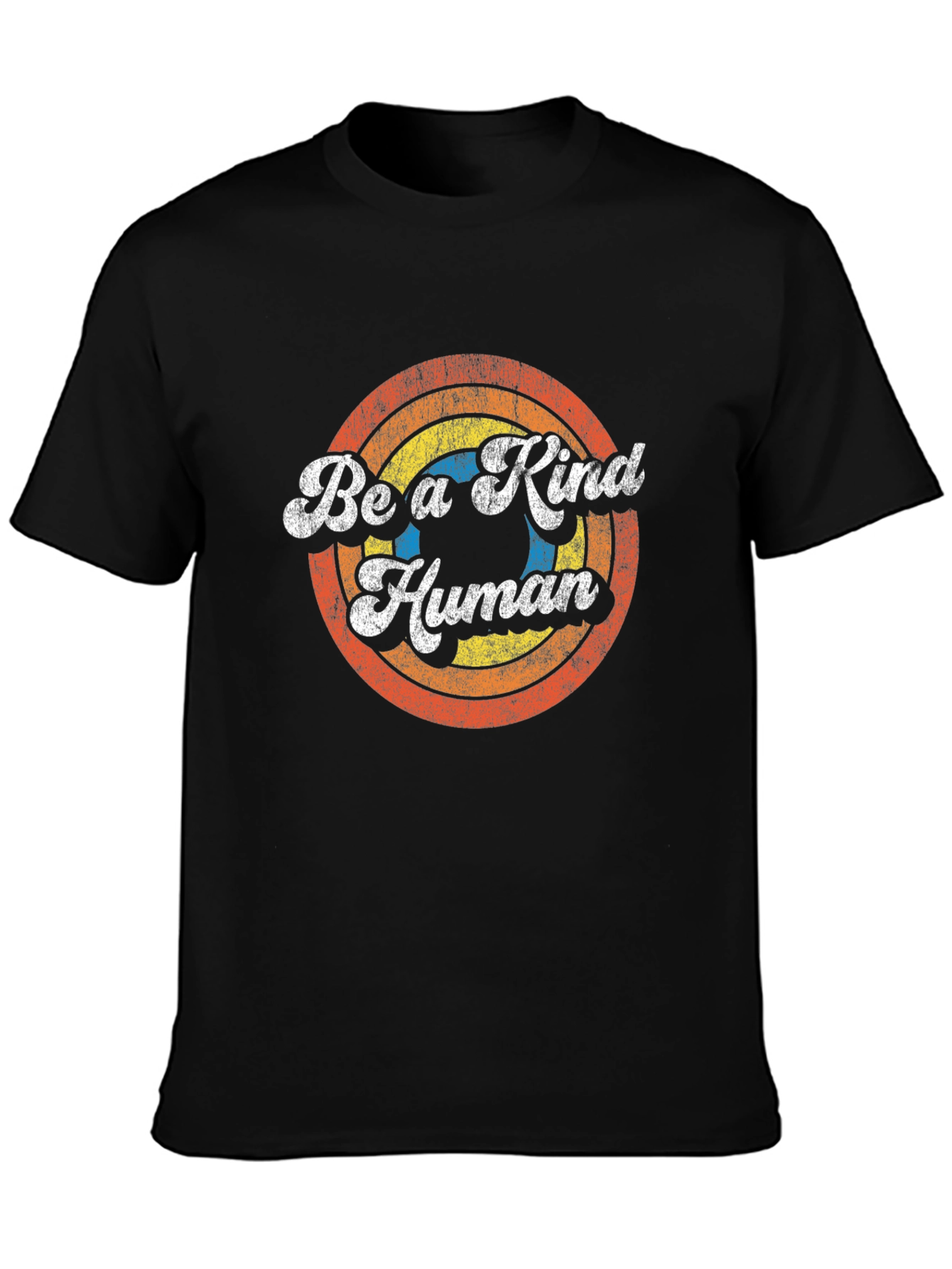 Black Retro Be a Kind Human T-Shirt - Vintage Style Tee view 3