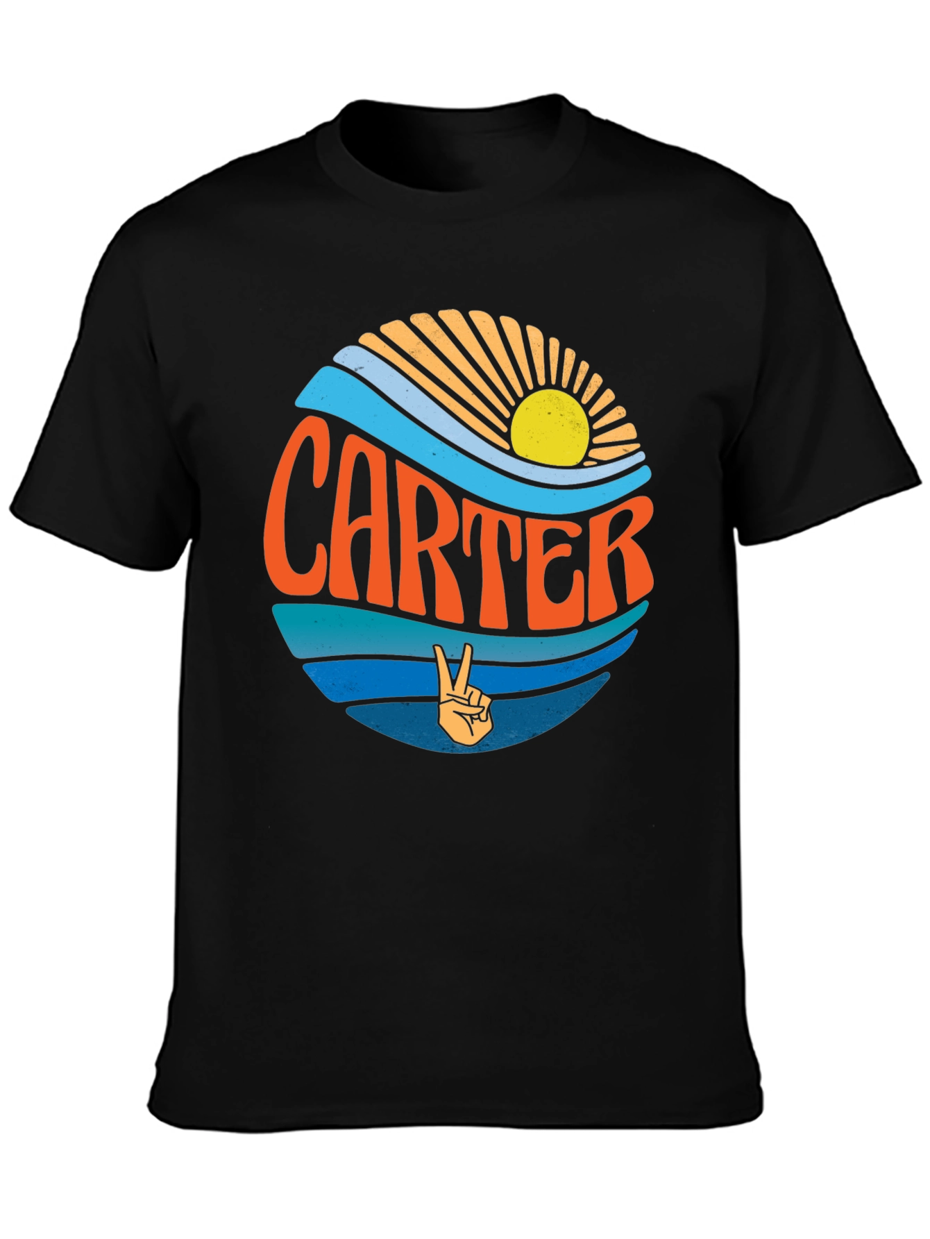 Black Carter Retro Graphic T-Shirt - Hippie Vibes view 3