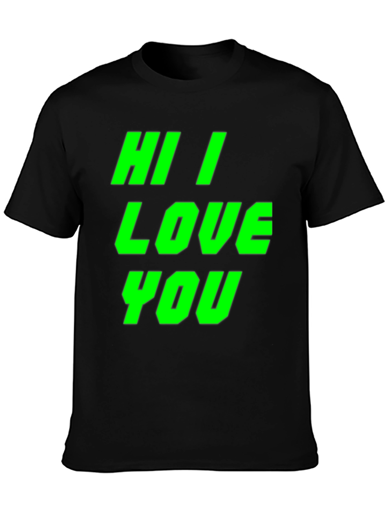 Black Hi I Love You Graphic Tee - Bold Statement Shirt view 3