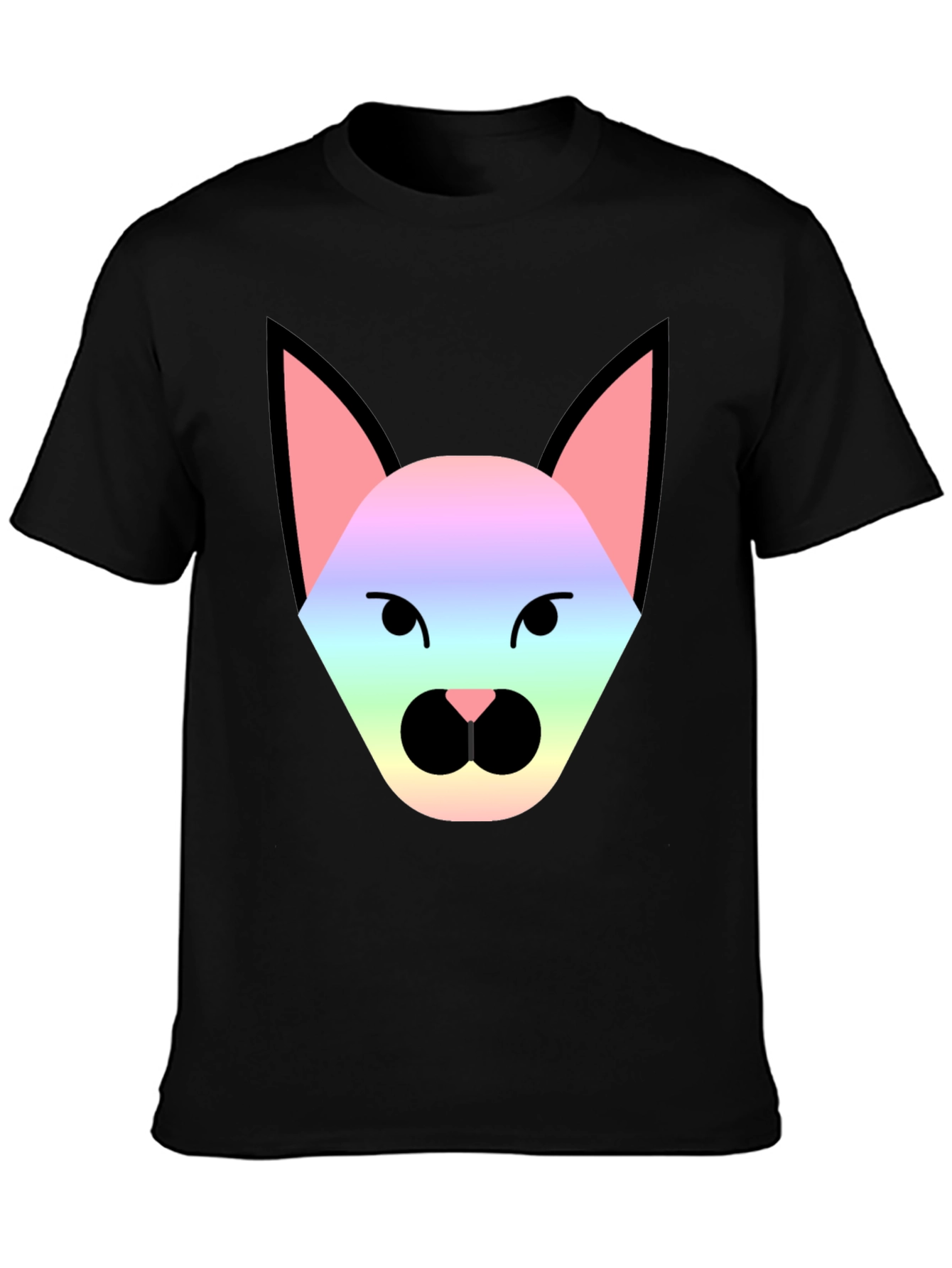 Black Rainbow Cat Graphic Tee - Unisex Black T-Shirt view 3
