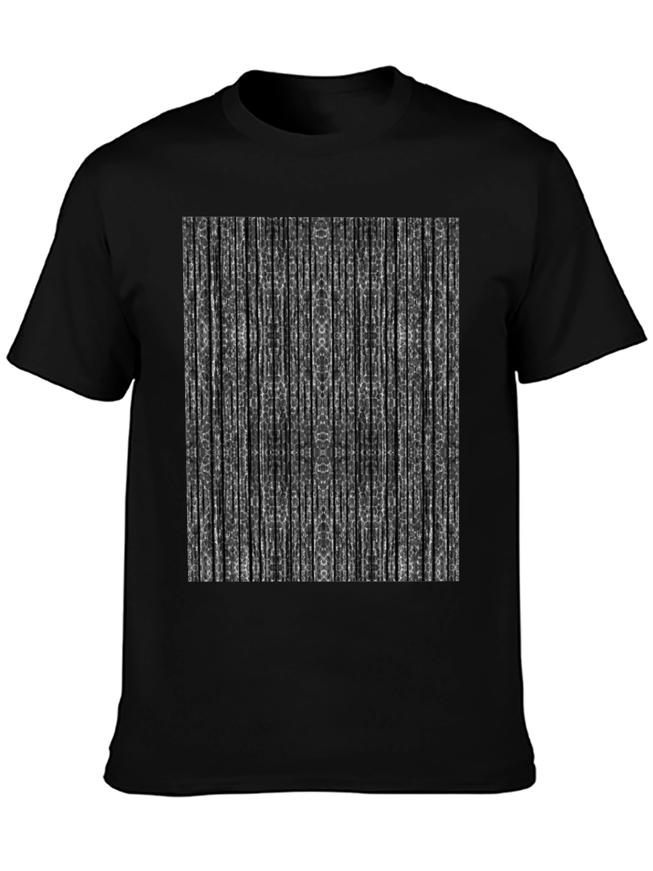 Black Abstract Striped Print Black T-Shirt view 3