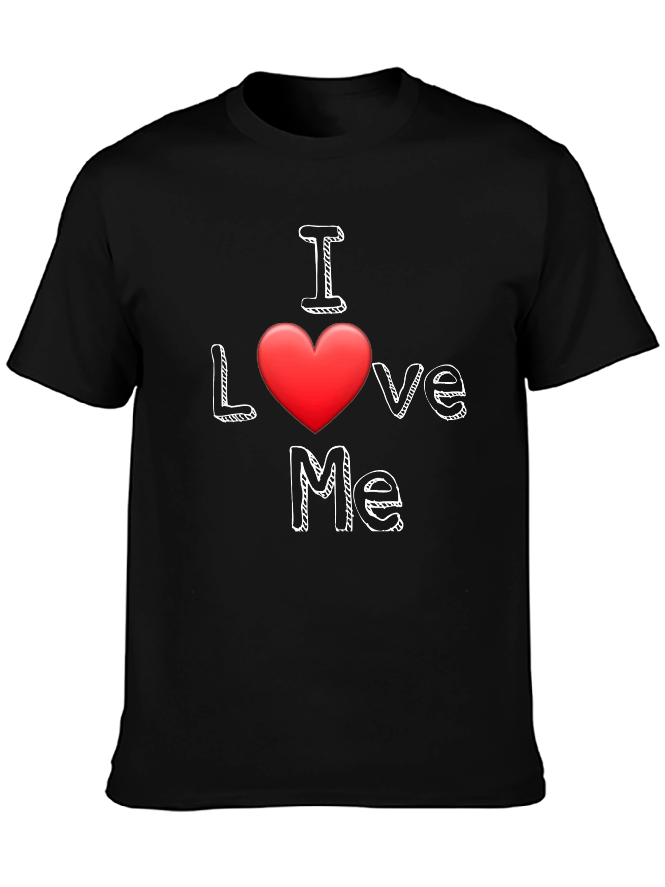 Black I Love Me T-Shirt - Black Cotton Casual Wear view 3
