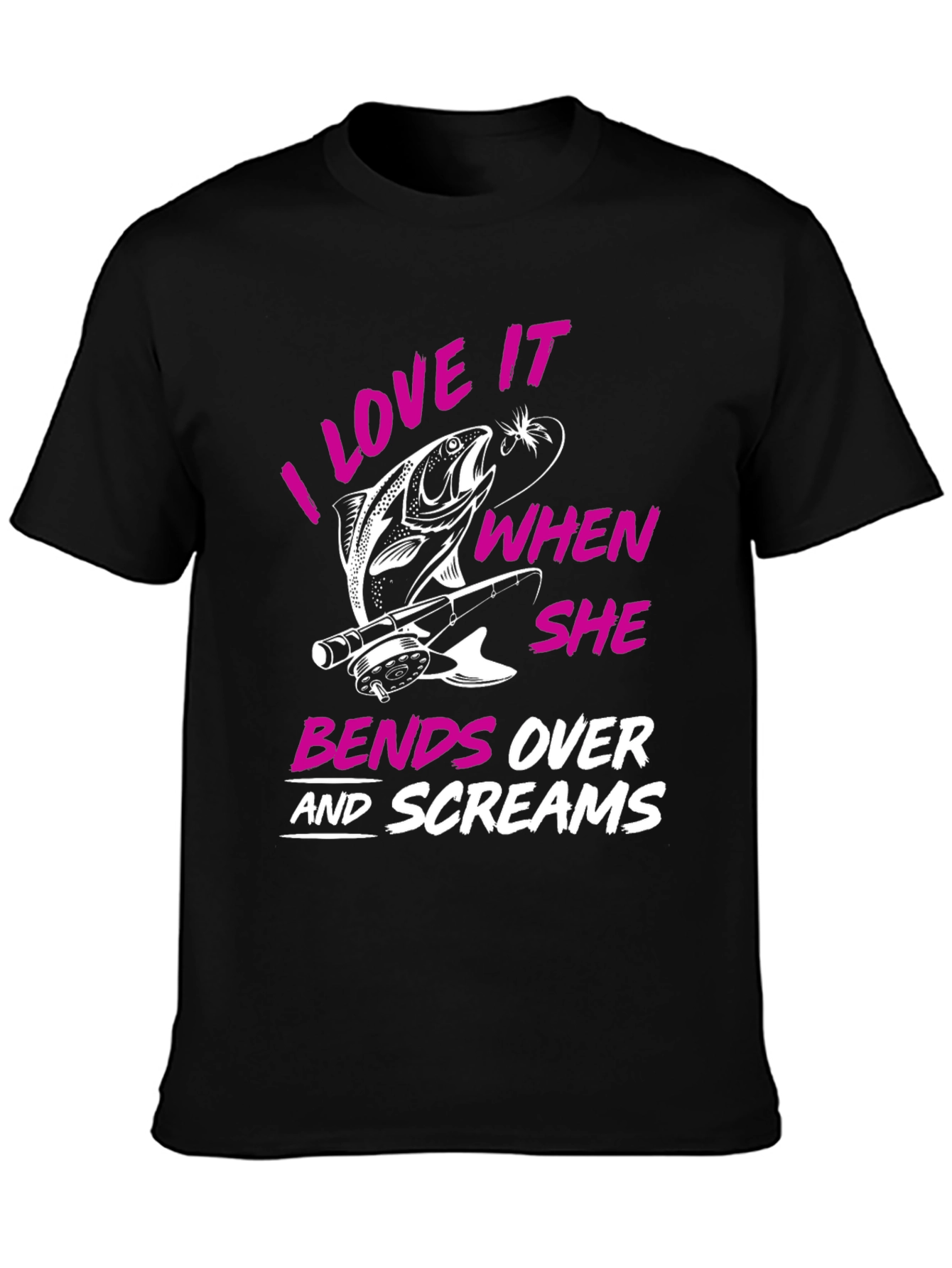 Black Fishing Humor T-Shirt: I Love It When She Bends Over view 3