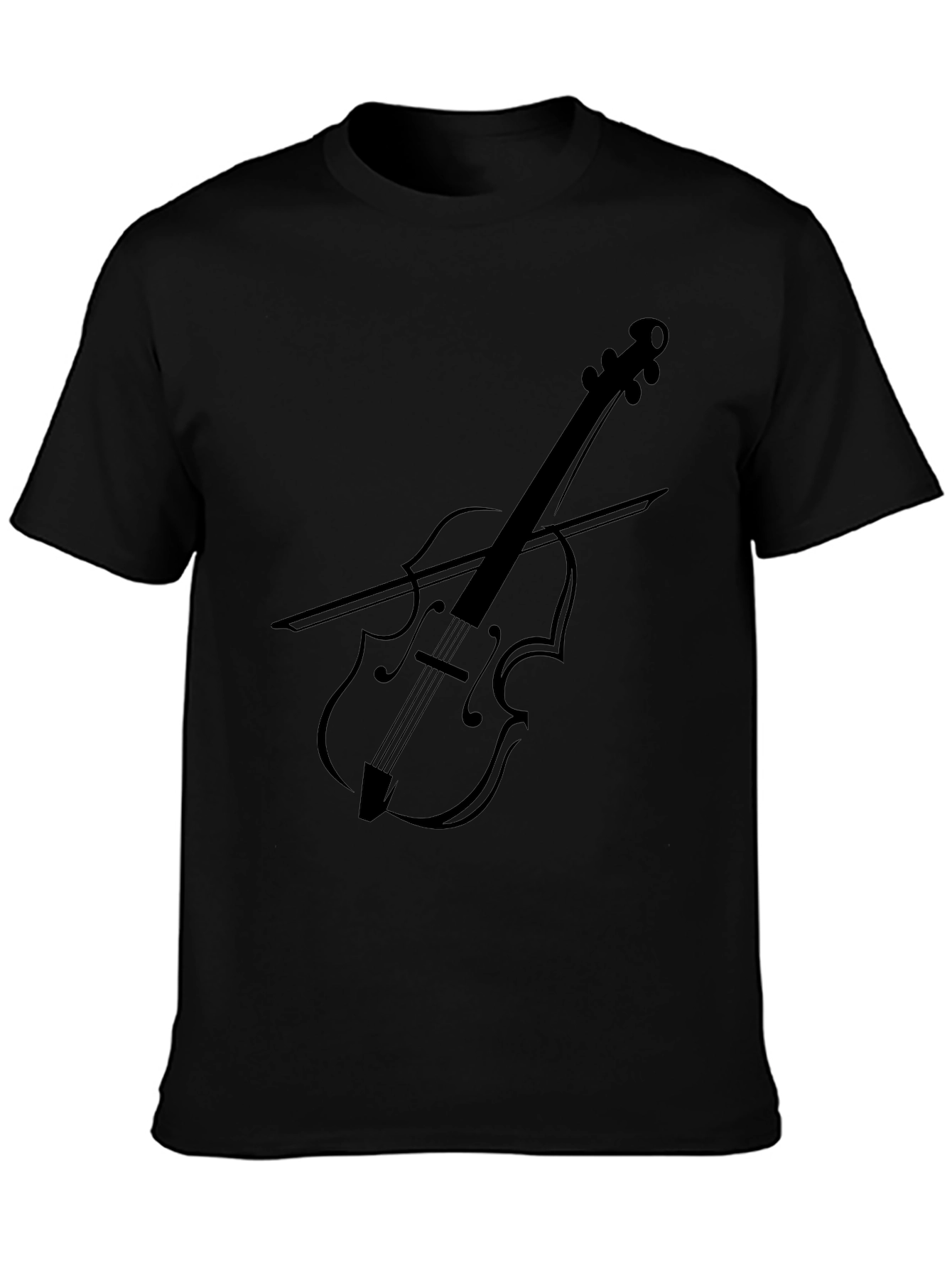 Black Musical Violin Graphic Tee - Black view 3