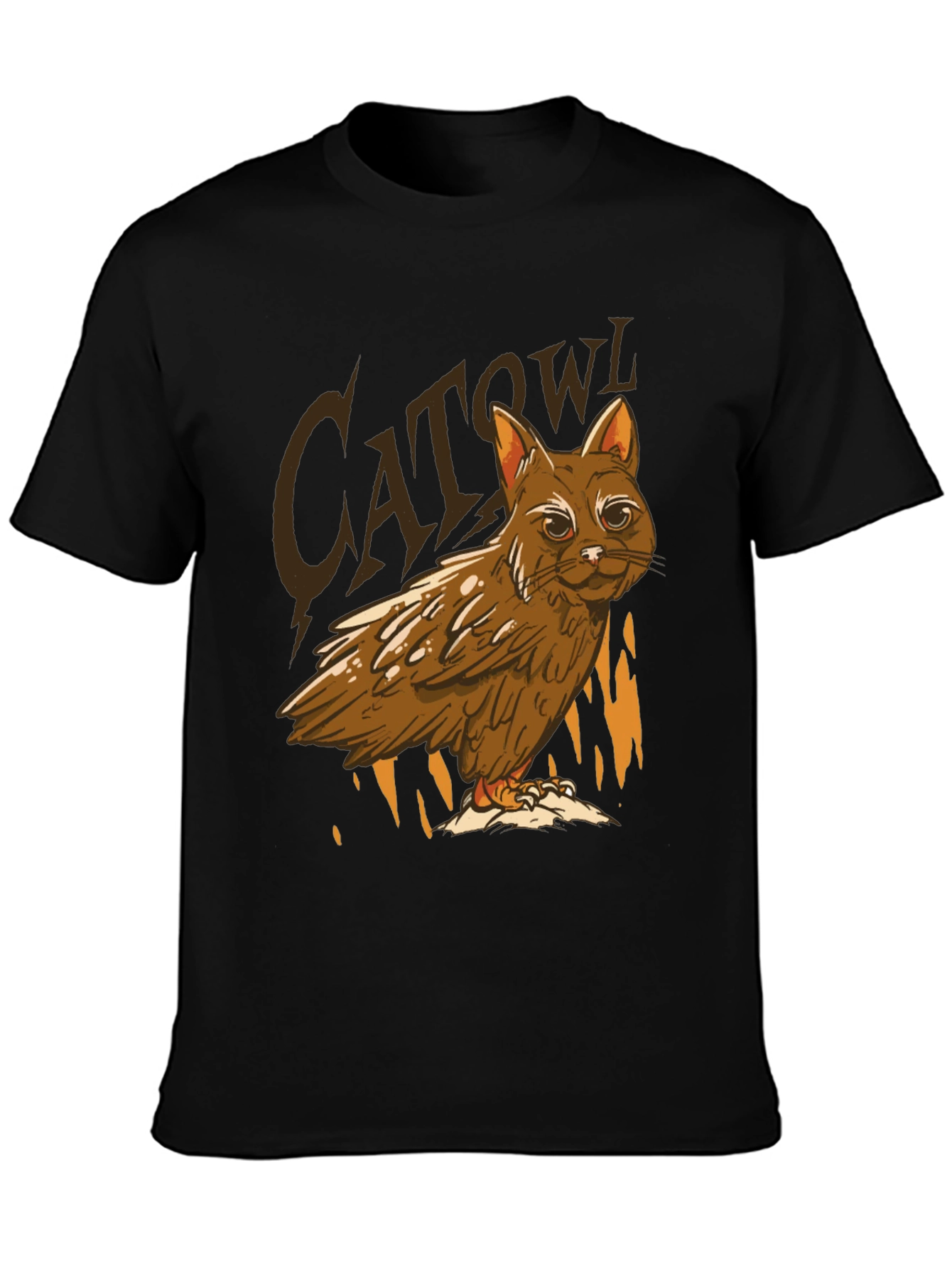 Black Cat Owl Hybrid T-Shirt - Funny Animal Tee view 3