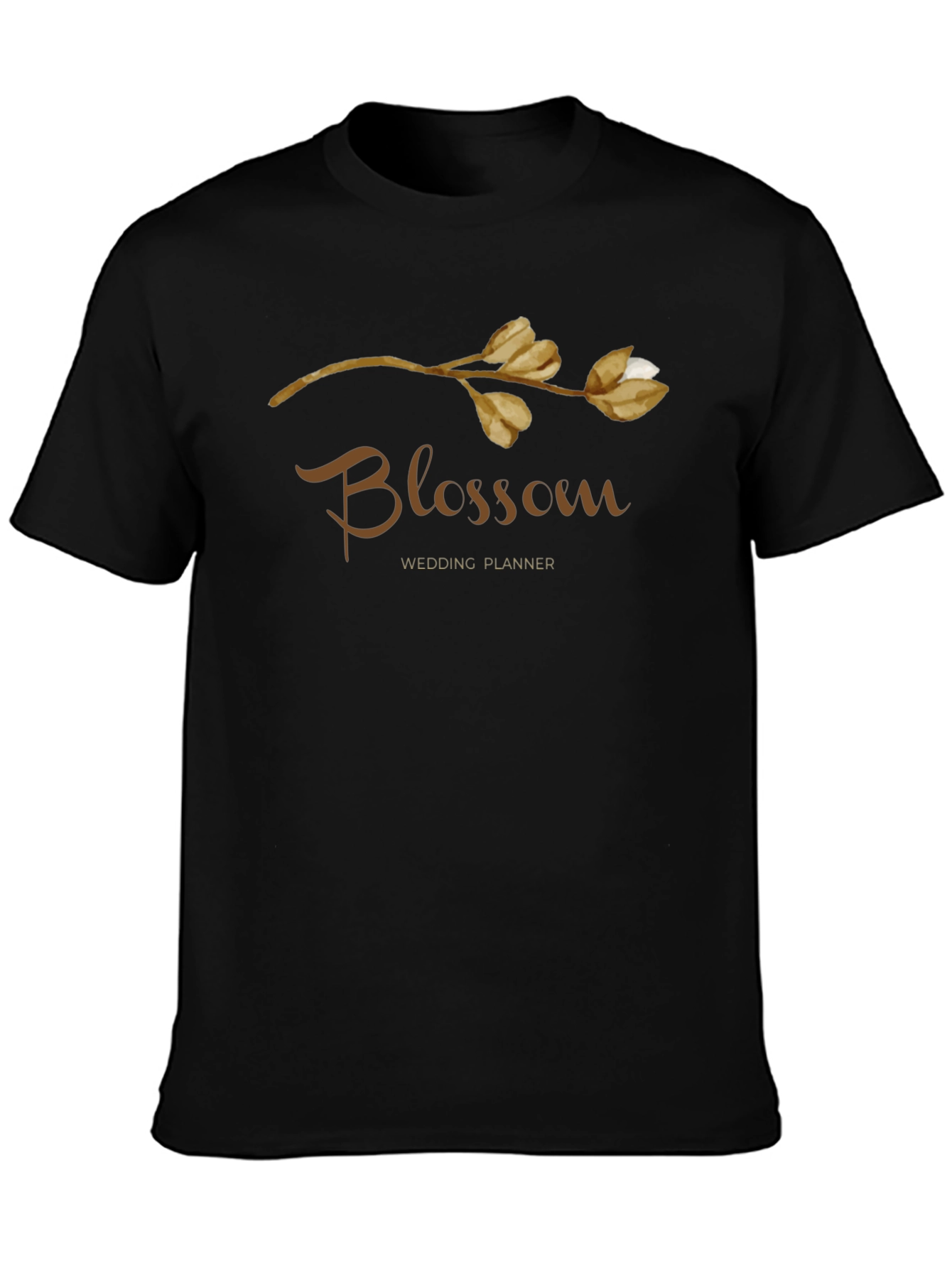 Black Blossom Wedding Planner Black T-Shirt view 3