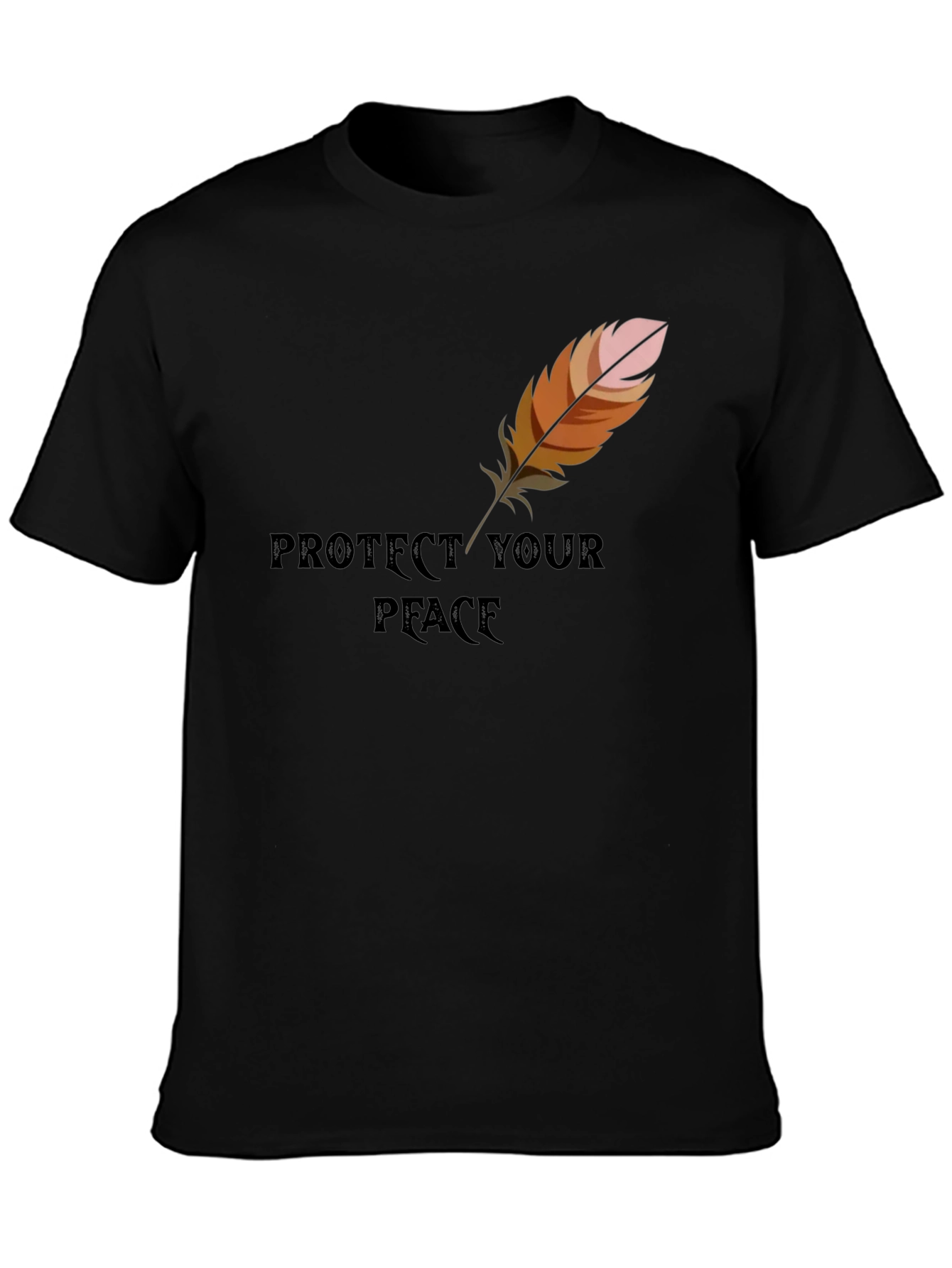 Black Protect Your Peace Feather Graphic Tee - Casual Comfort view 3