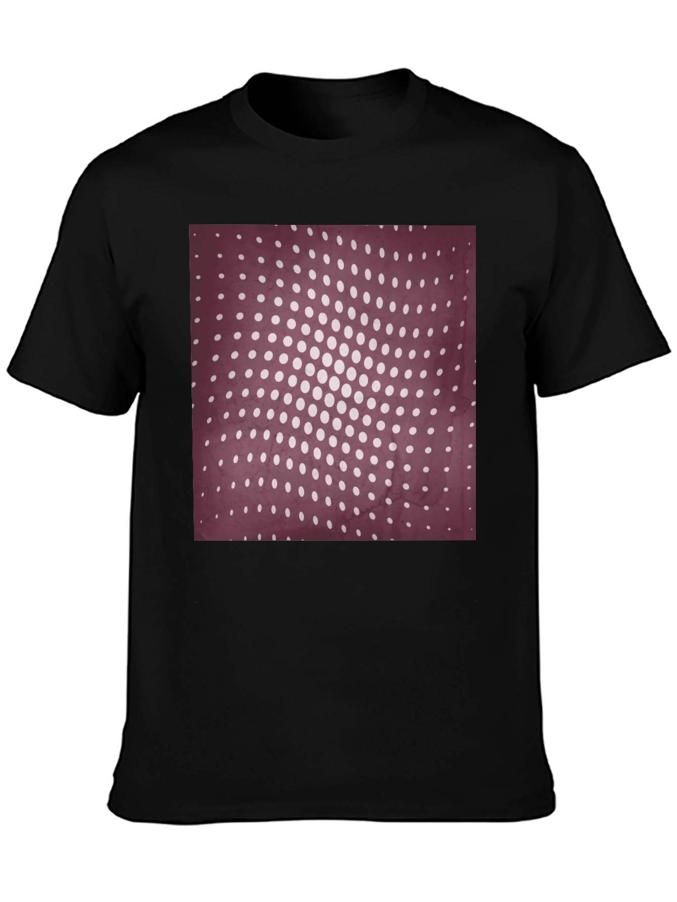 Black Retro Dot Pattern Black T-Shirt view 3