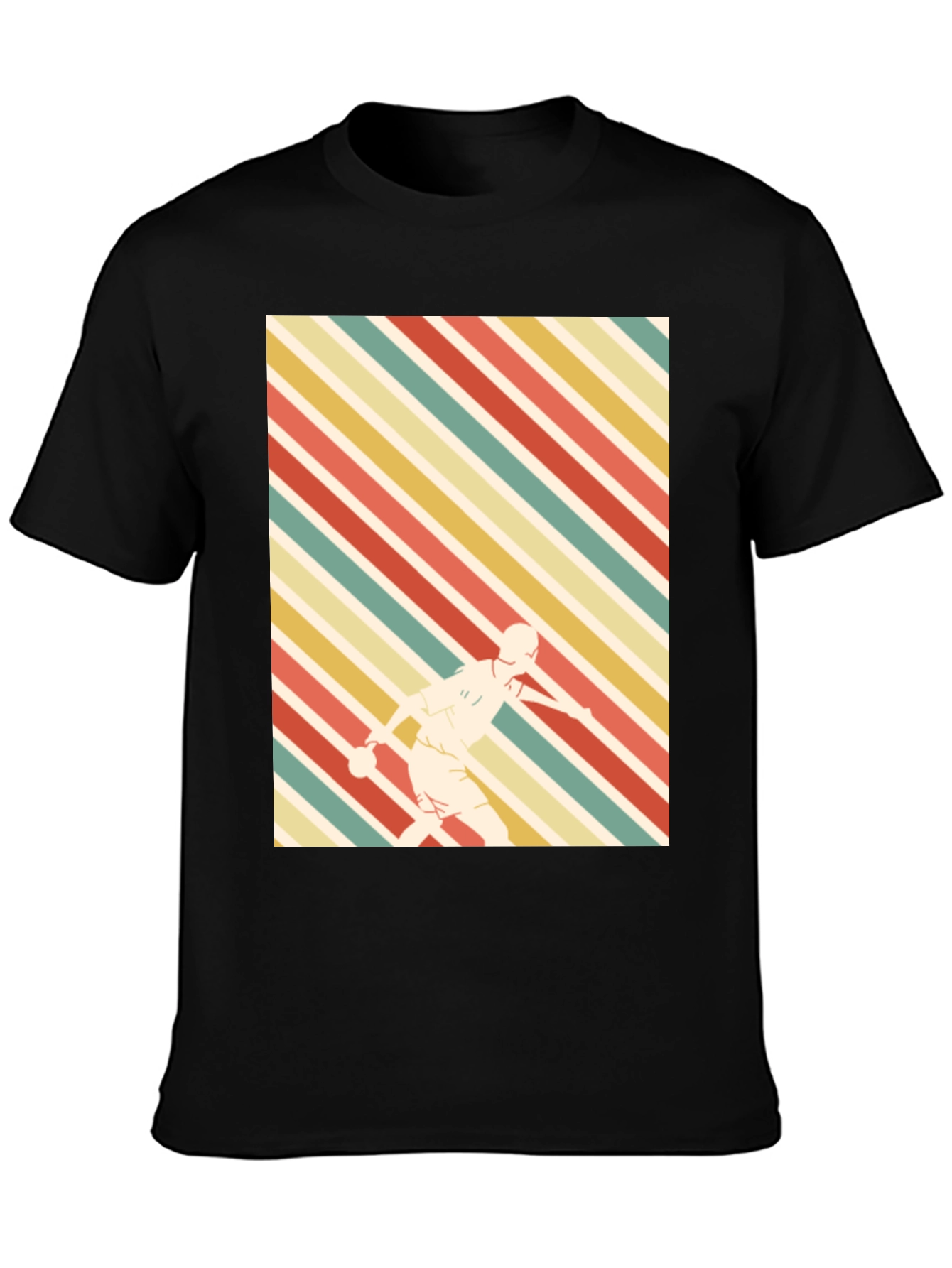 Black Retro Sports Tee - Striped Player Graphic view 3