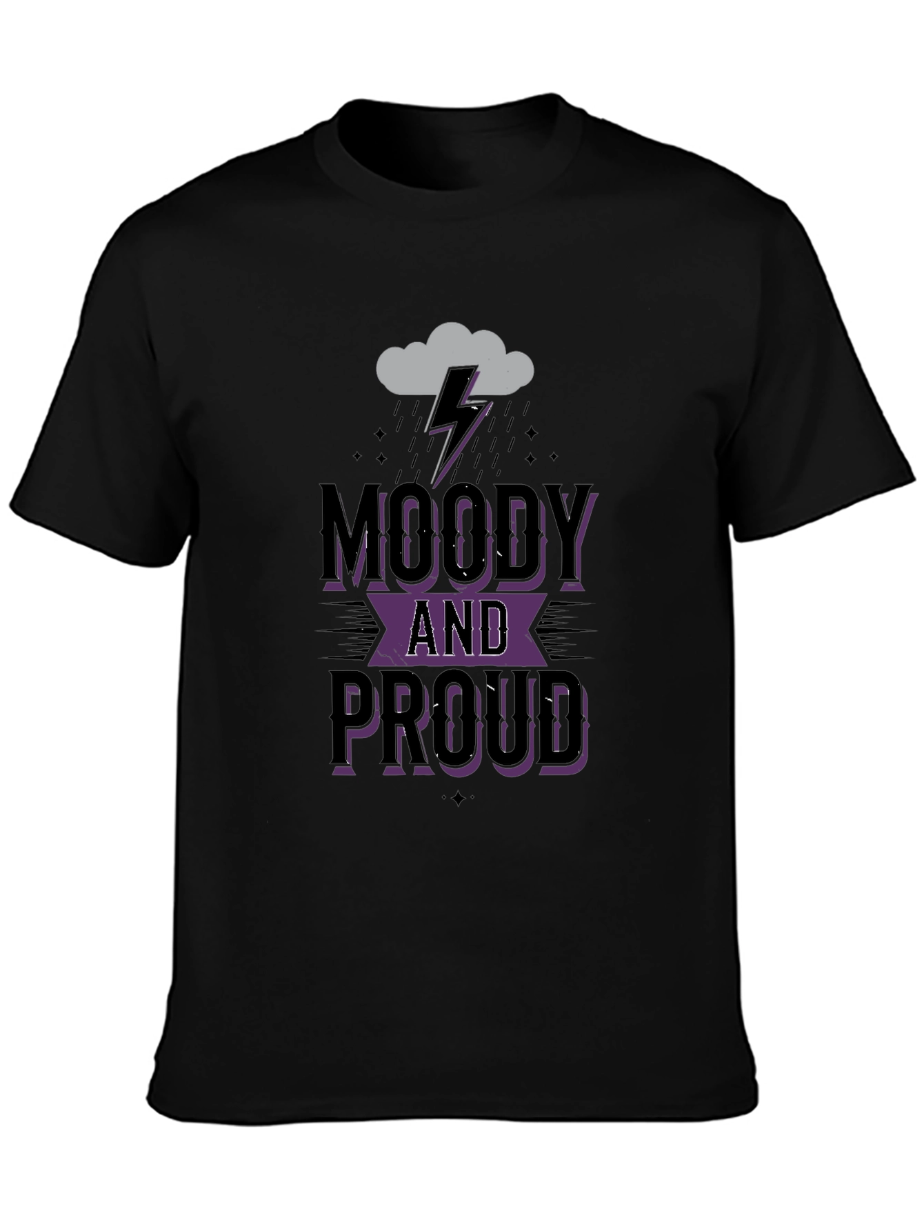 Black Moody and Proud Graphic Tee - Black Cotton T-Shirt view 3
