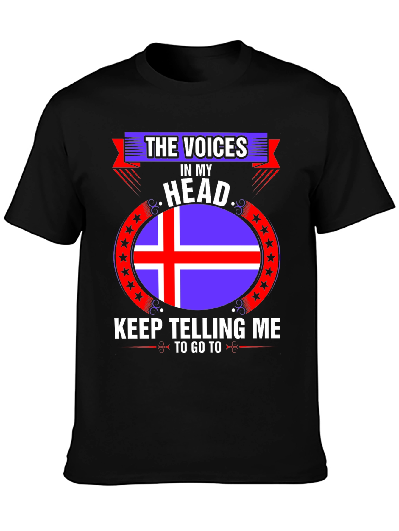 Black Iceland Flag T-Shirt - "The Voices In My Head" view 3