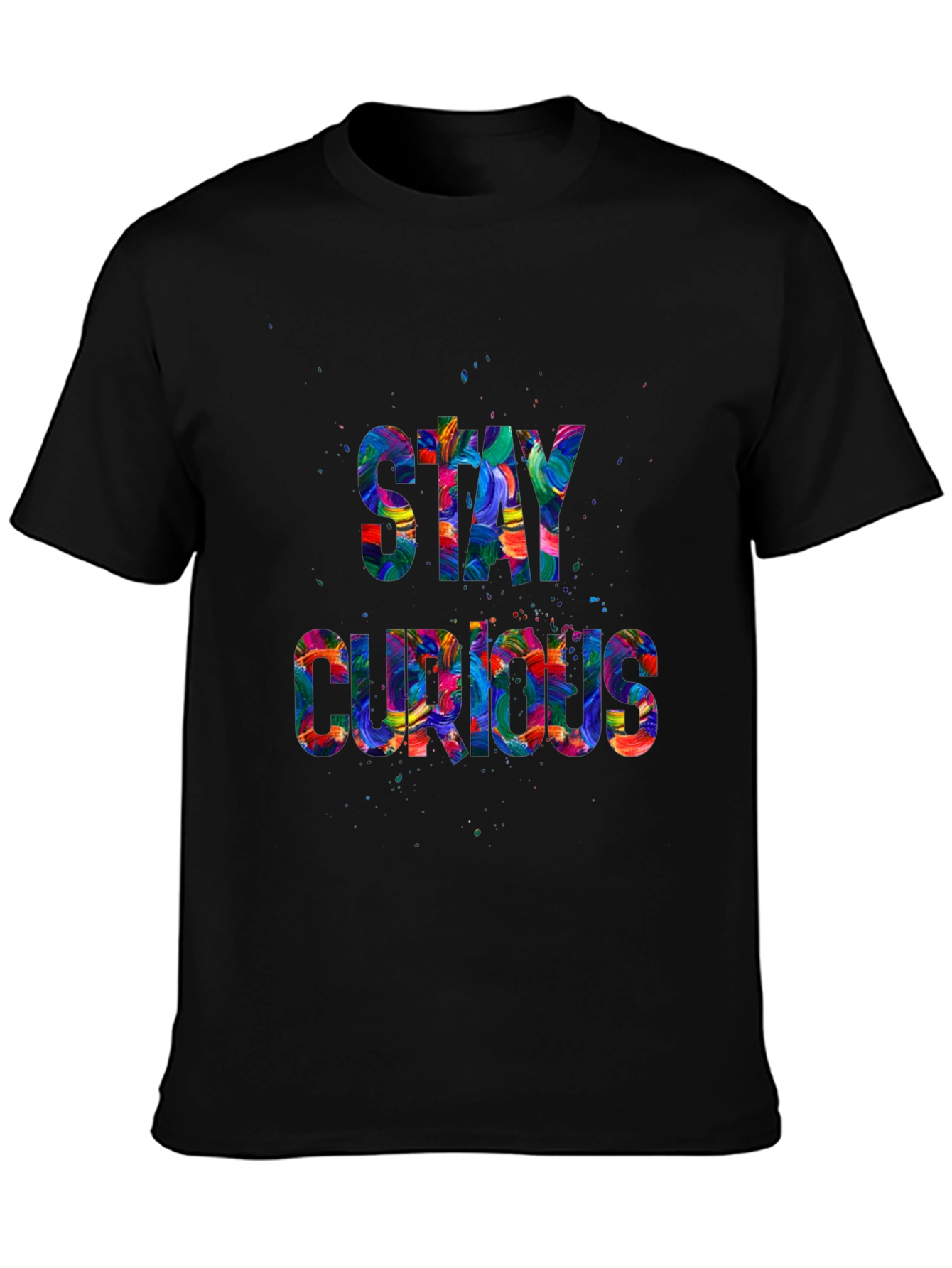 Black Stay Curious Graphic T-Shirt - Vibrant Design view 3