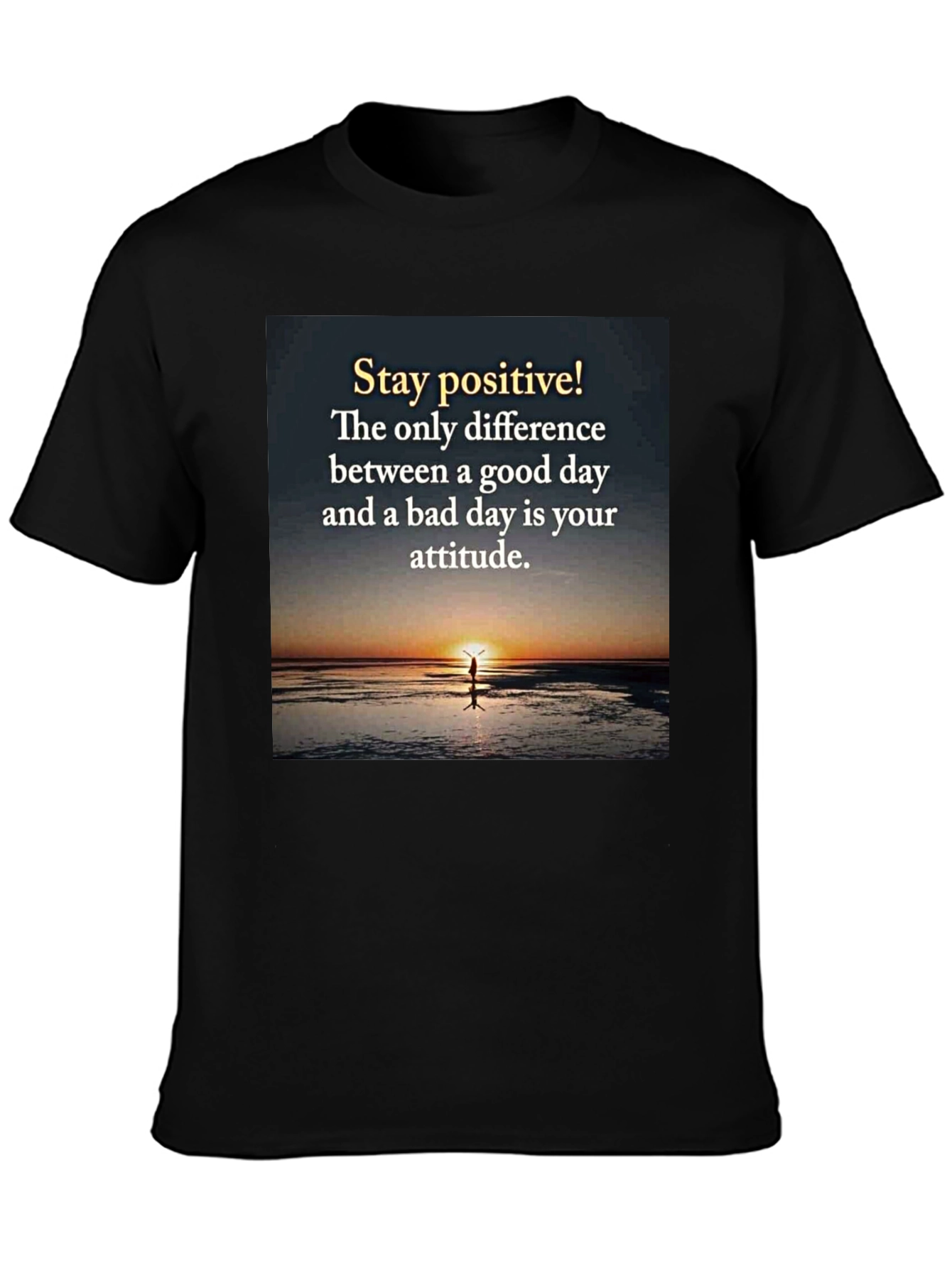 Black Stay Positive Graphic Tee - Inspirational T-Shirt view 3