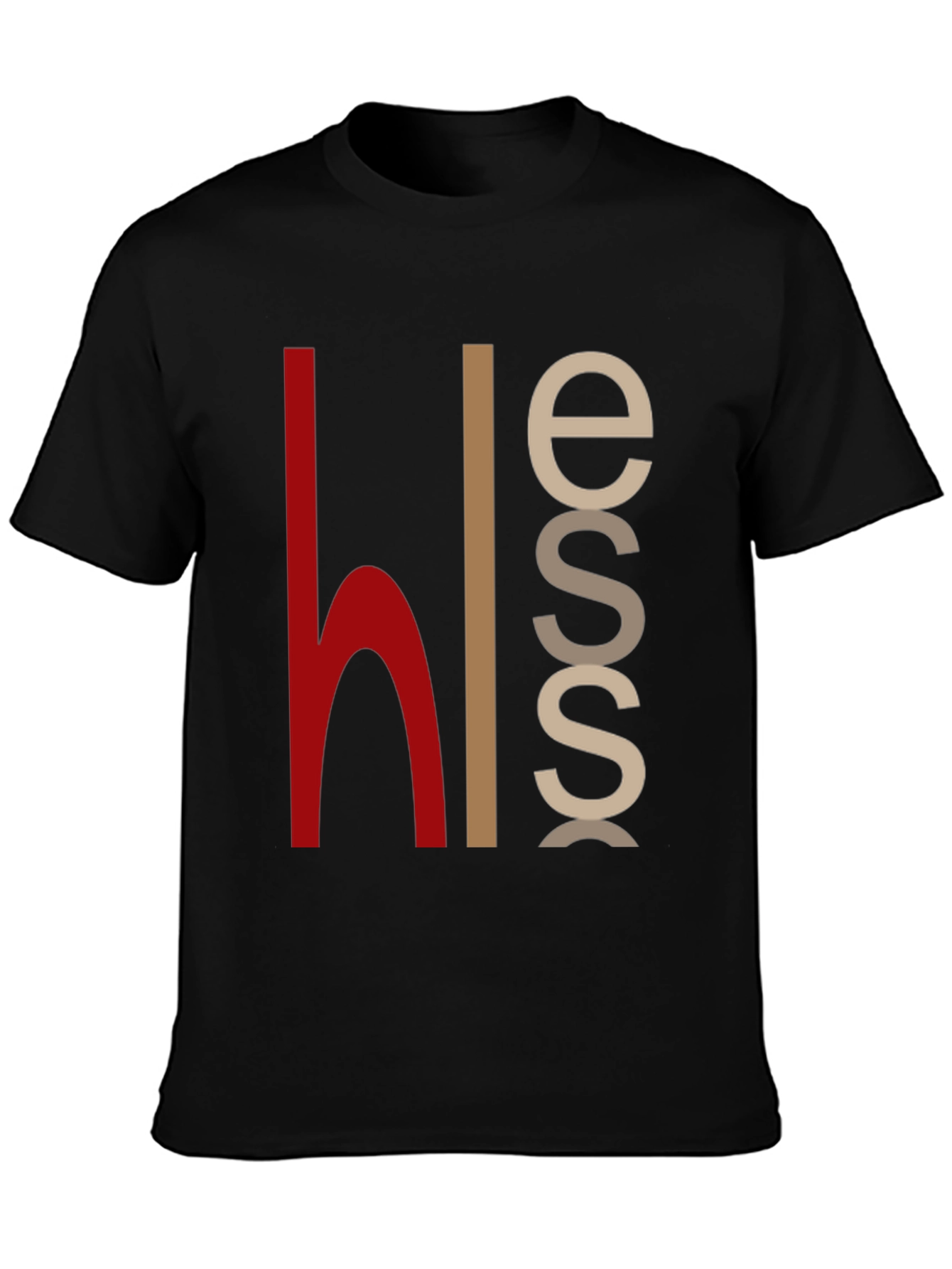 Black Modern Graphic Print Crew Neck T-Shirt view 3