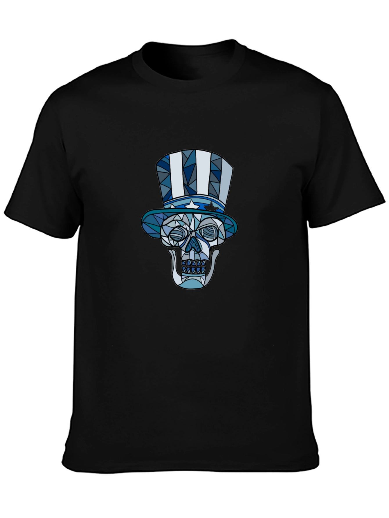 Black Patriotic Skull Graphic T-Shirt view 3